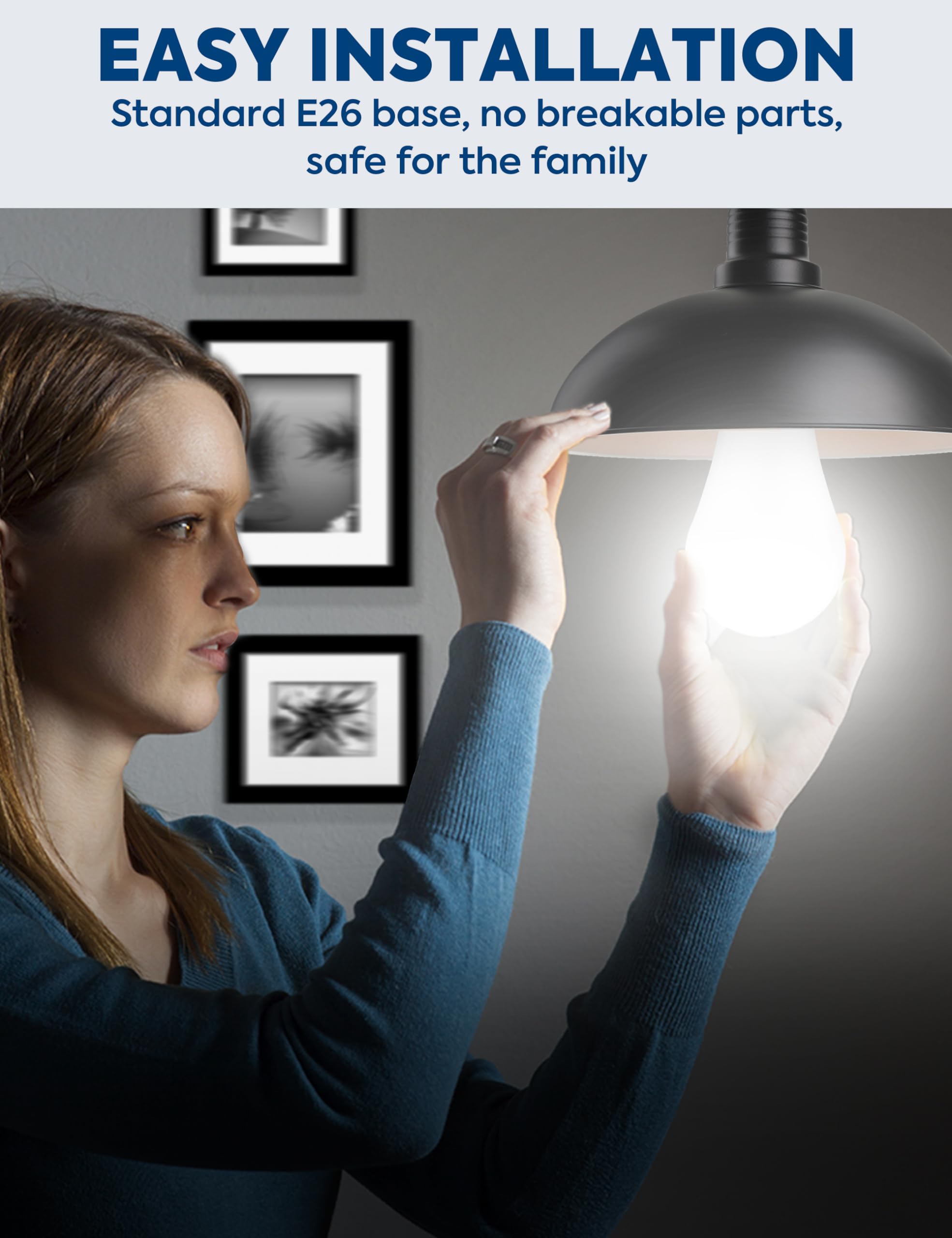 Nouscan LED Light Bulb 300W Equivalent, 4060LM, Daylight 5000K, E26 Base, 33W Energy Saving, Non-Dimmable, 4 Pack