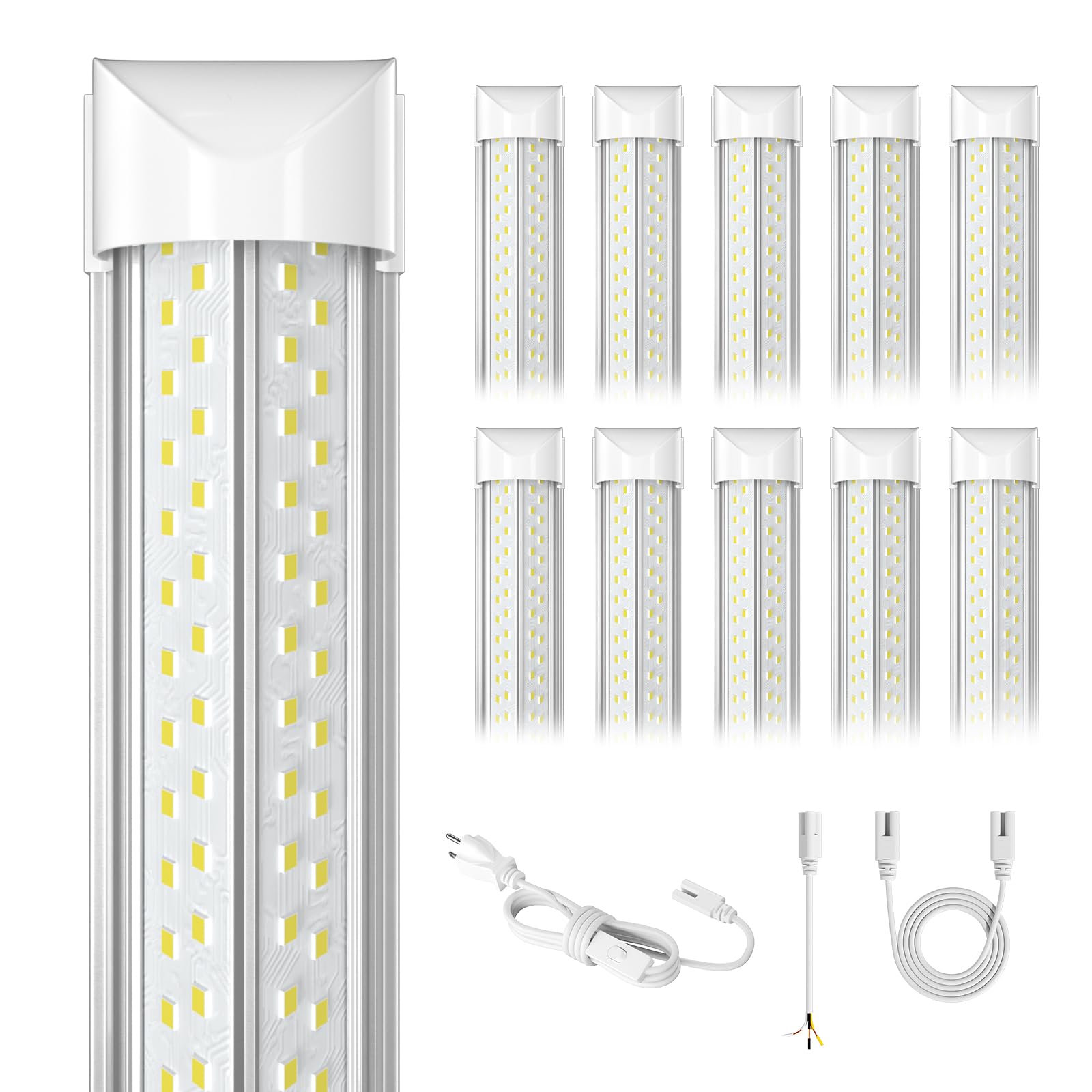 Elekico 8Ft Led Shop Light, Super Bright 100W Shop Lights, 15000Lm 5000K 8 Foot Led Lights, Linkable 96'' Led Shop Lights Lighti