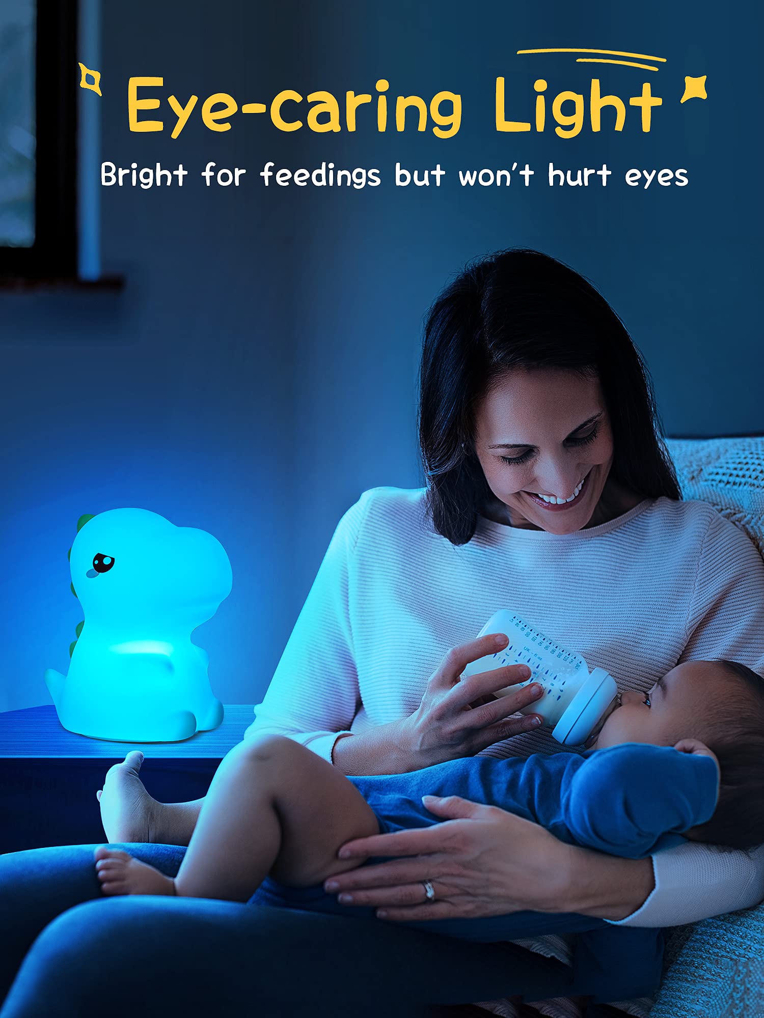 Dimanito Cute Kids Night Light Night Lamp Night Lights For Kids Bedroom Toddler Baby Portable Silicone Battery Led Nightlight Nursery (Dinosaur)