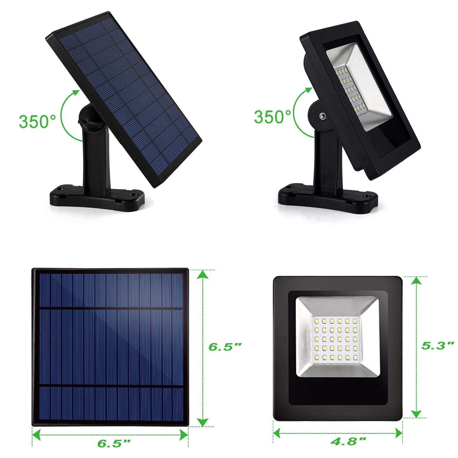 Awanber Solar Powered Flood Lights - IP65 Waterproof, 350° Adjustable - Black - 1 Pack - Auto Dusk to Dawn for Outdoor Use