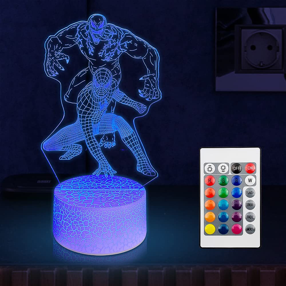 Wandaiyong Superhero Gift 3D Night Light, Remote & Smart Touch 16 Colors Changing Dimmable Creativeusb Table Lamp Gift For Boys