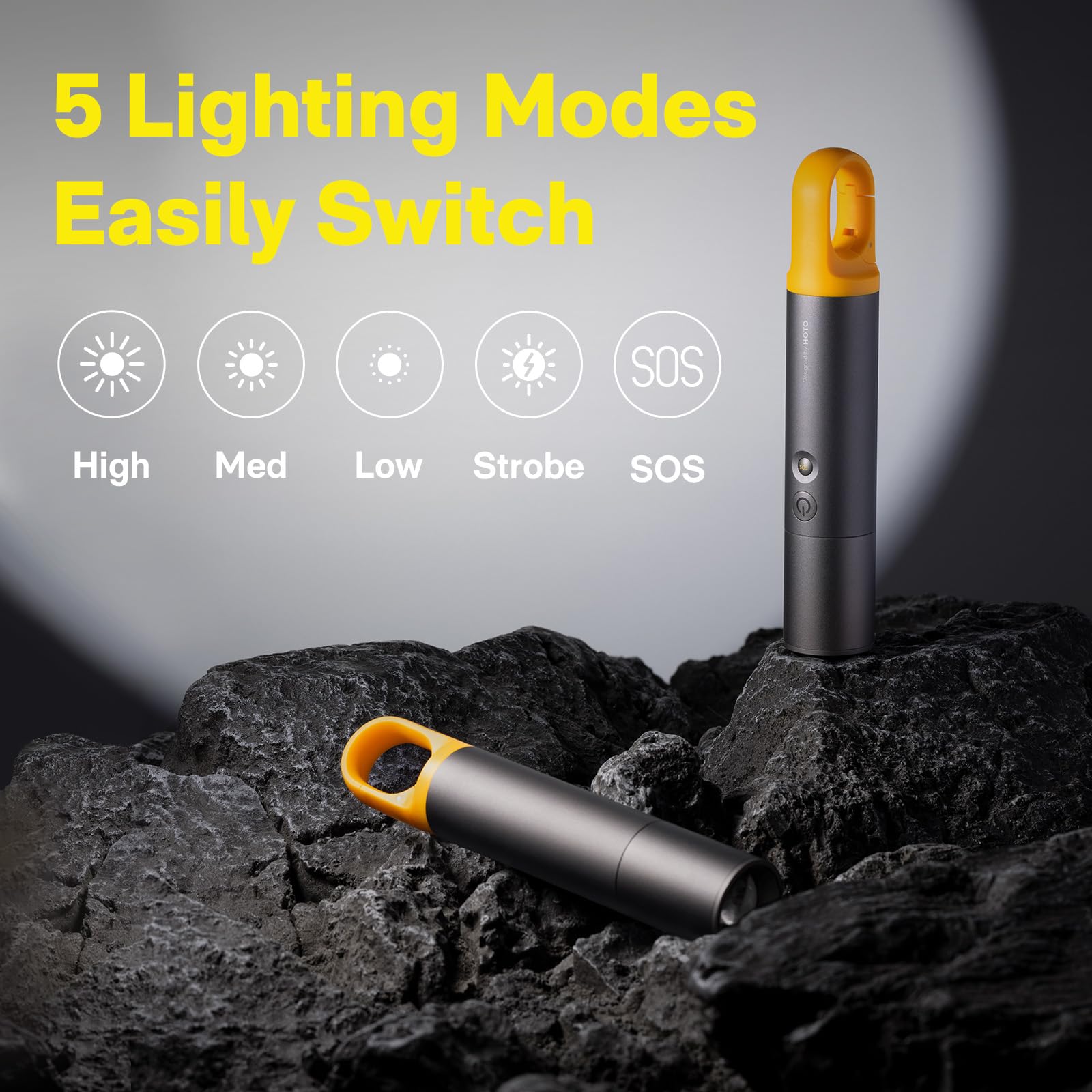 Hoto 1000 Lumens Zoomable Led Flashlight, Usb-C Rechargeable, 5 Modes, Tactical, Portable