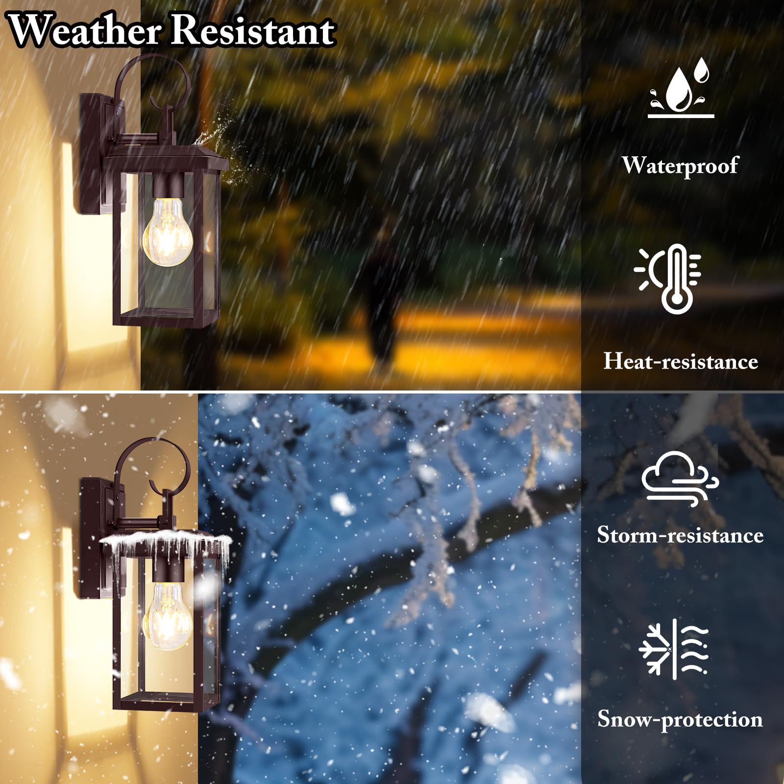 BesLowe 2-Pack Outdoor Wall Light Fixtures, Waterproof Metal Sconces, Oil-Rubbed Bronze, 12.8" Size, Model 10233