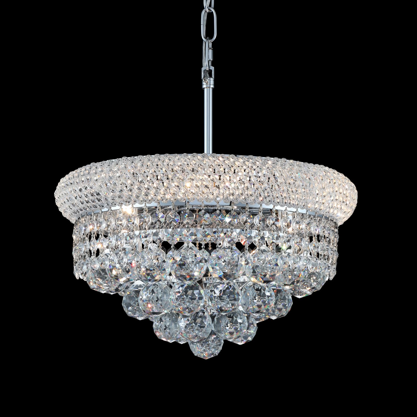 Crystal Chandeliers For Dining Room Light Fixture Over Table  Empire Style K9 Crystal Chandeliers For Bedroom  4 Lights Chrome stylish Lighting Fixtures For Entryway Kitchen Island Foyer D15 Inch