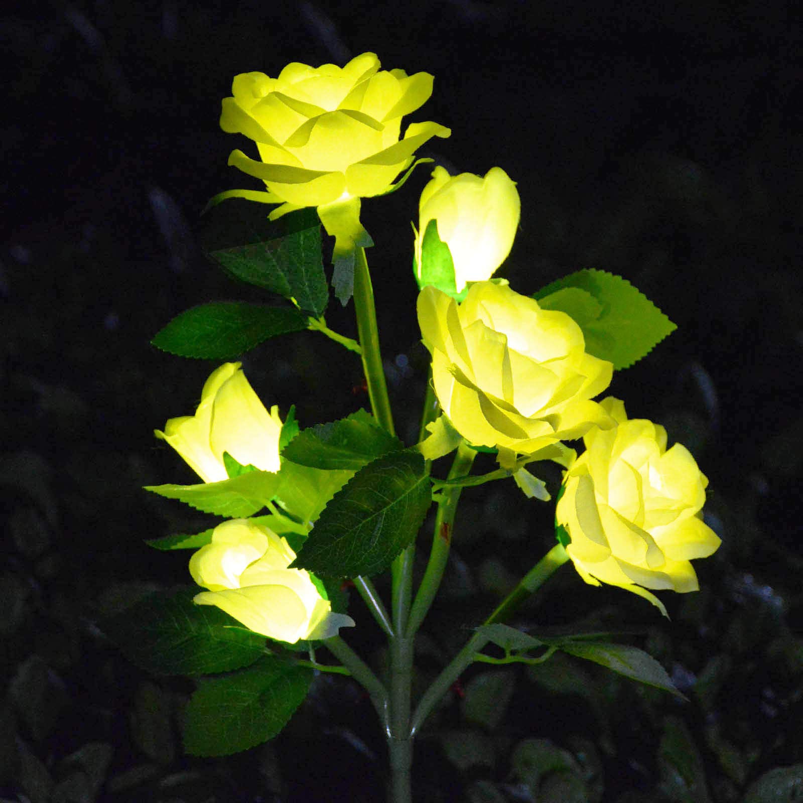 Homeleo Solar Powered Artificial Rose Flower Lights, Yellow, Waterproof Garden Accent Lighting For Outdoor Decor, Model: B63Ae71B-131B-48Dd-883D-46361Aefb