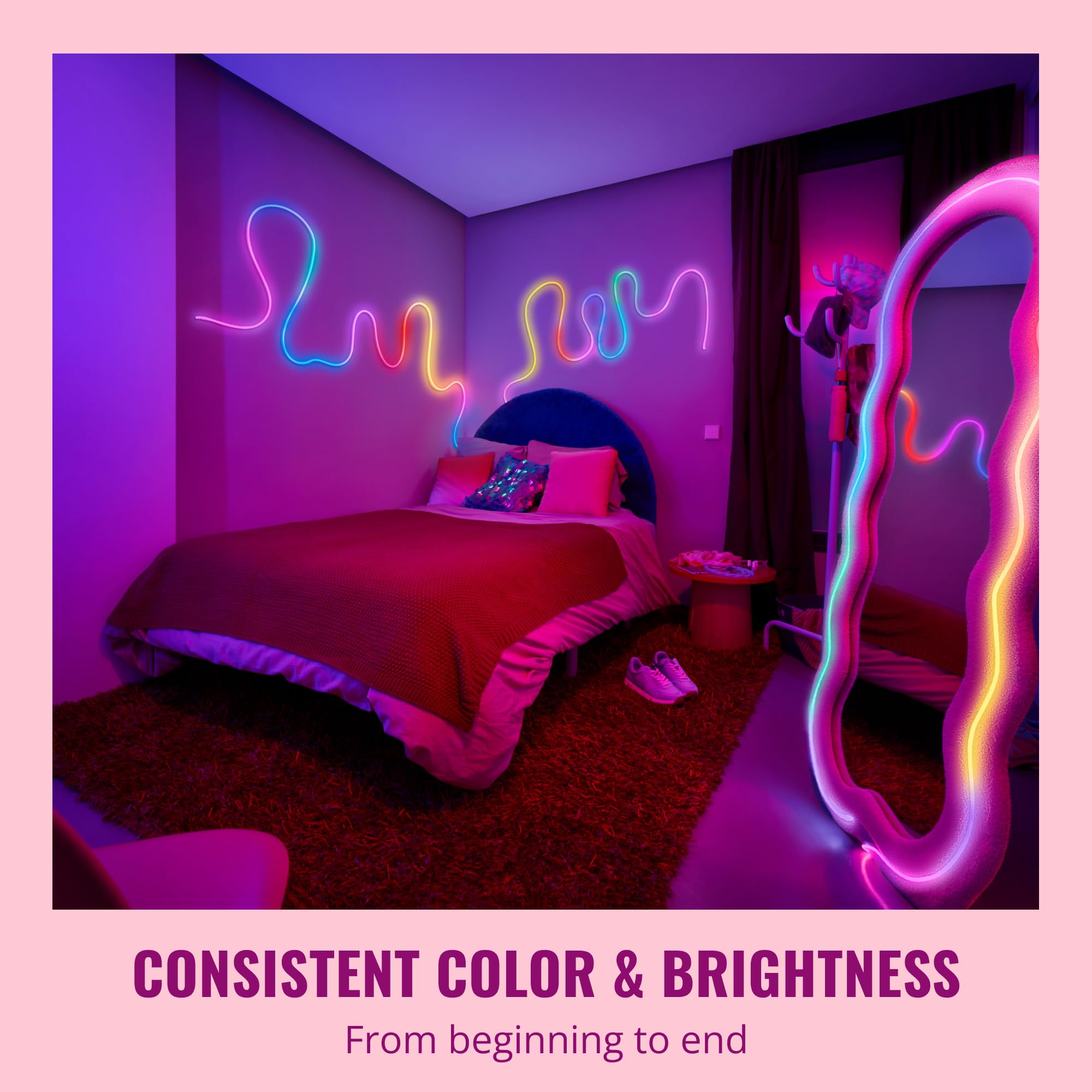 Wiz Smart Flex Strip- 32.8 Ft, 16 Million Colors + Shades Of White, Dynamic Light Scenes, Connects To Your Wi-Fi, Voice/App Cont