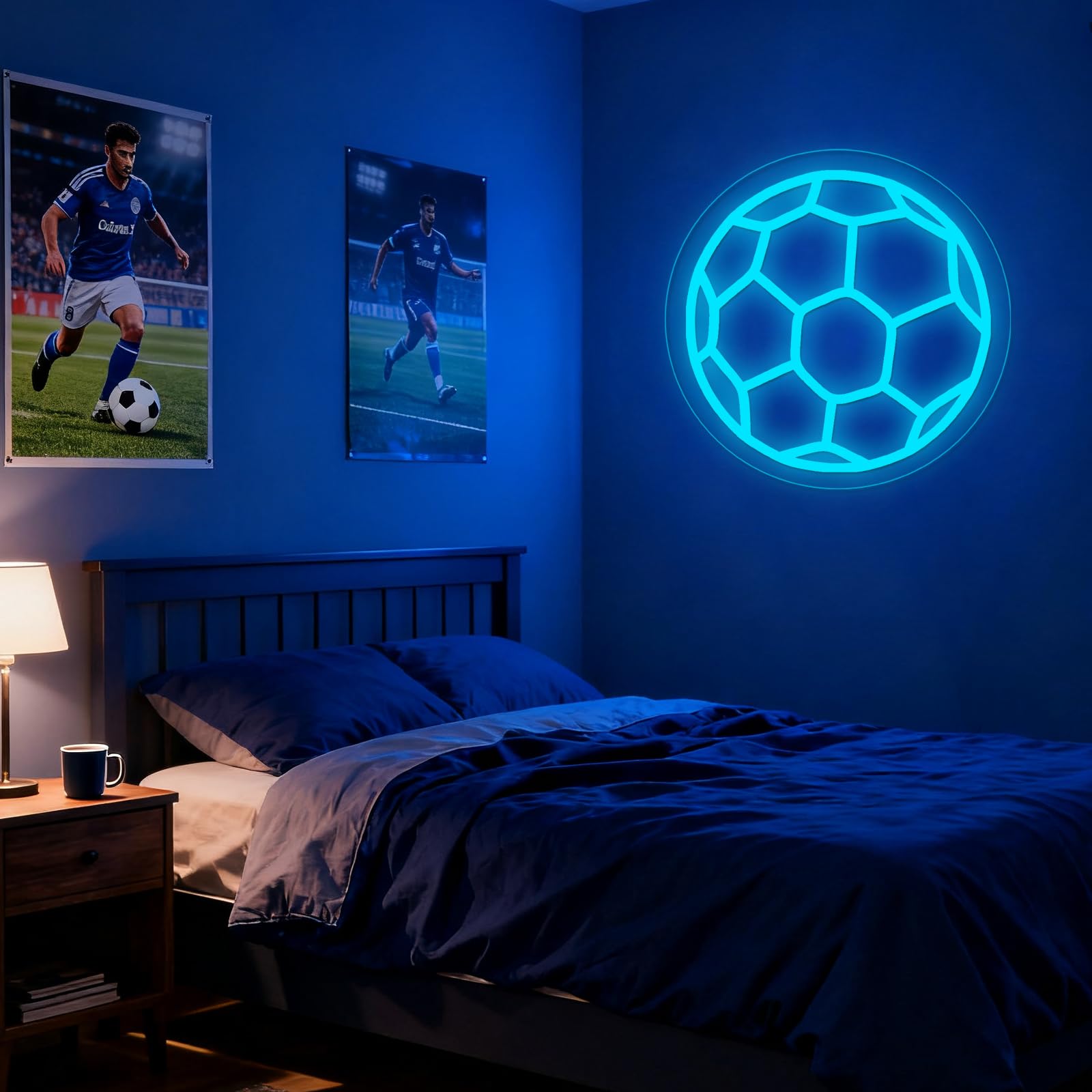 Soccer Neon Sign  Dimmable Led Neon Lights For Wall Decor  Football Neon Signs Usb-Powered  Sports Neon Signs For Room Bedroom Decor Unique Gift For Teen Boys & Soccer Fans(Ice Blue)