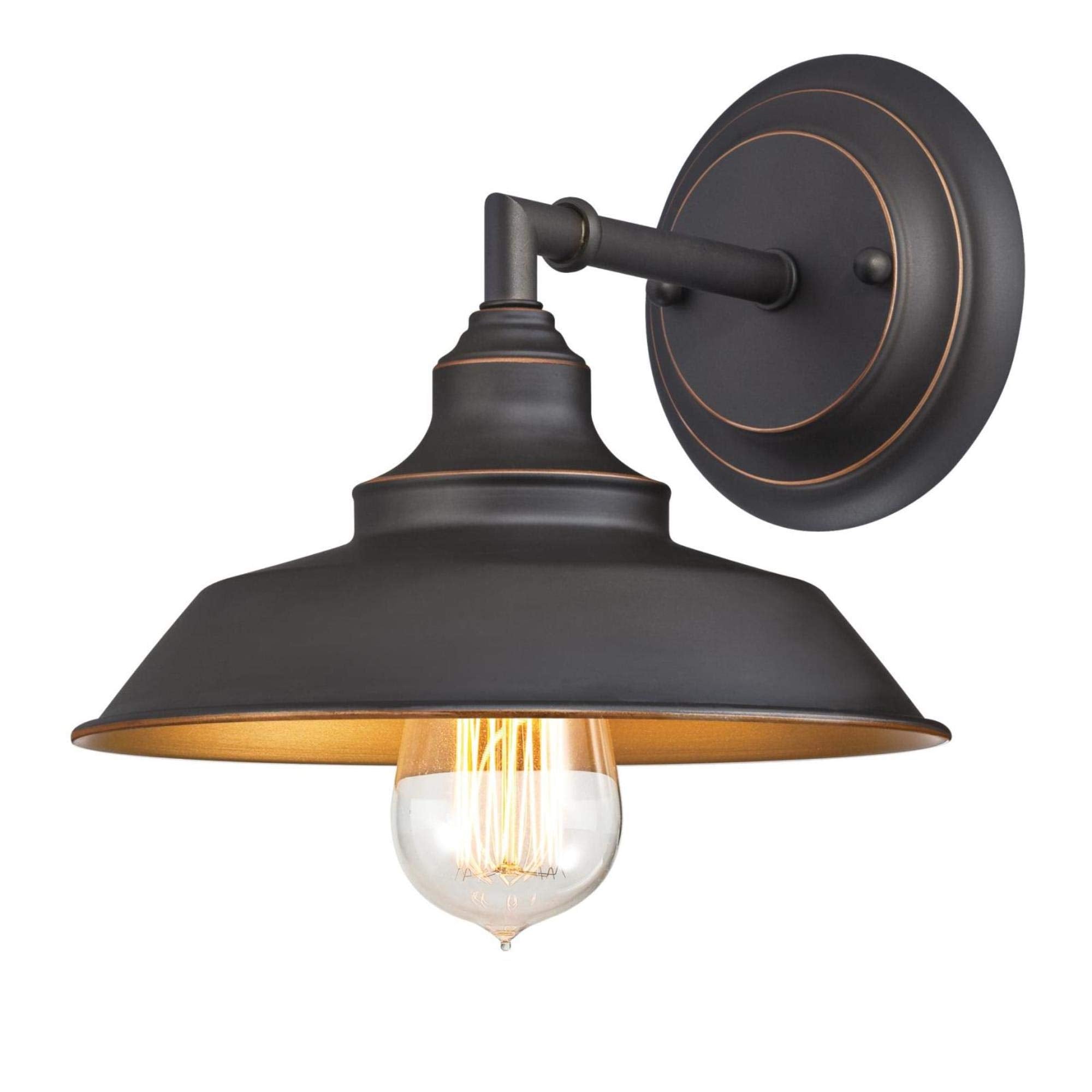 Westinghouse 6344800 One-Light Indoor Finish With Highlights Iron Hill Wall Fixture, 1 Sconce, Oil Rubbed Bronze/Bronze,Black