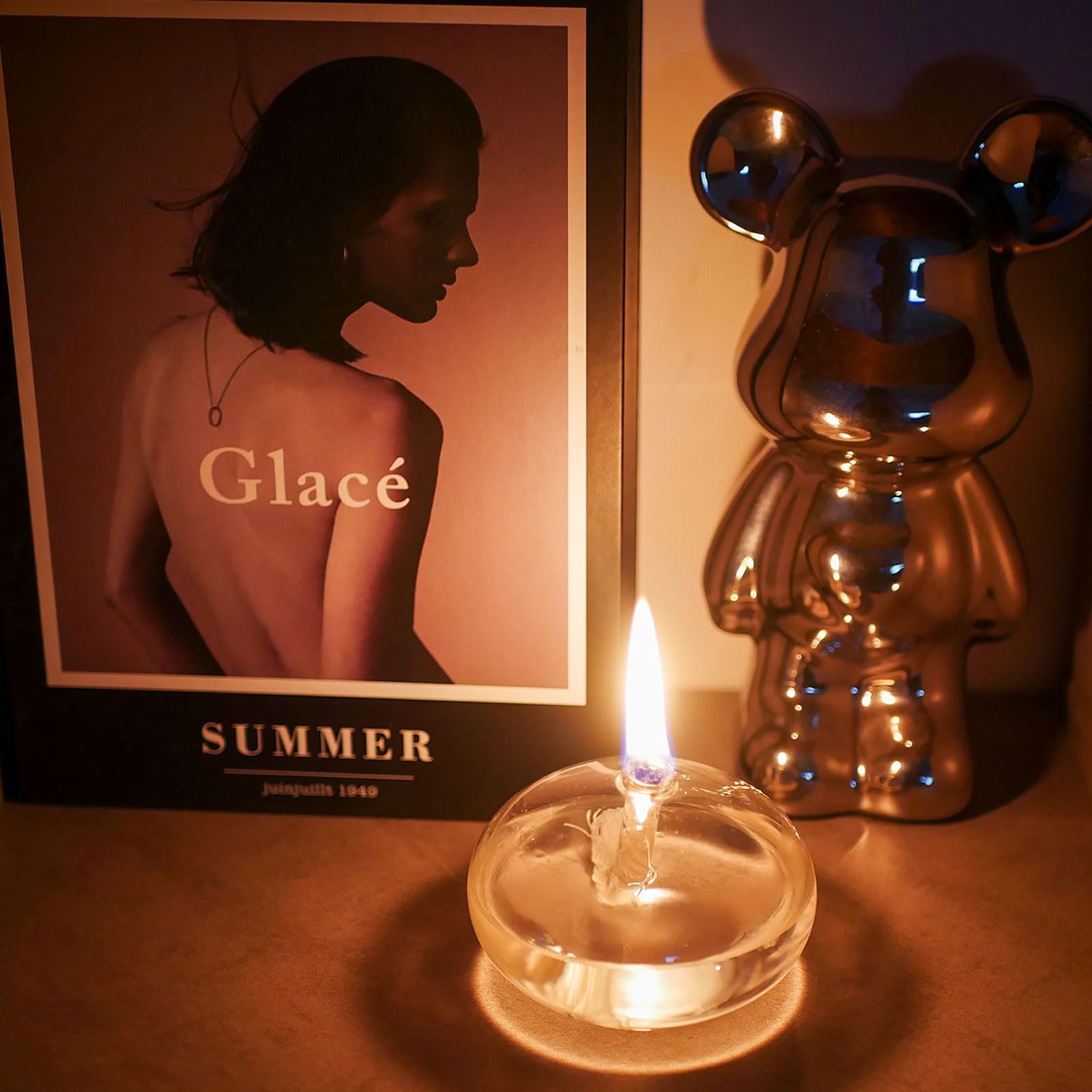 Gxfccyxt Oil Candles For Indoor Use -Set Of 3 Refillable Liquid Petite Oil Lamp - Sturdy Borosillicate Glass Oil Candle