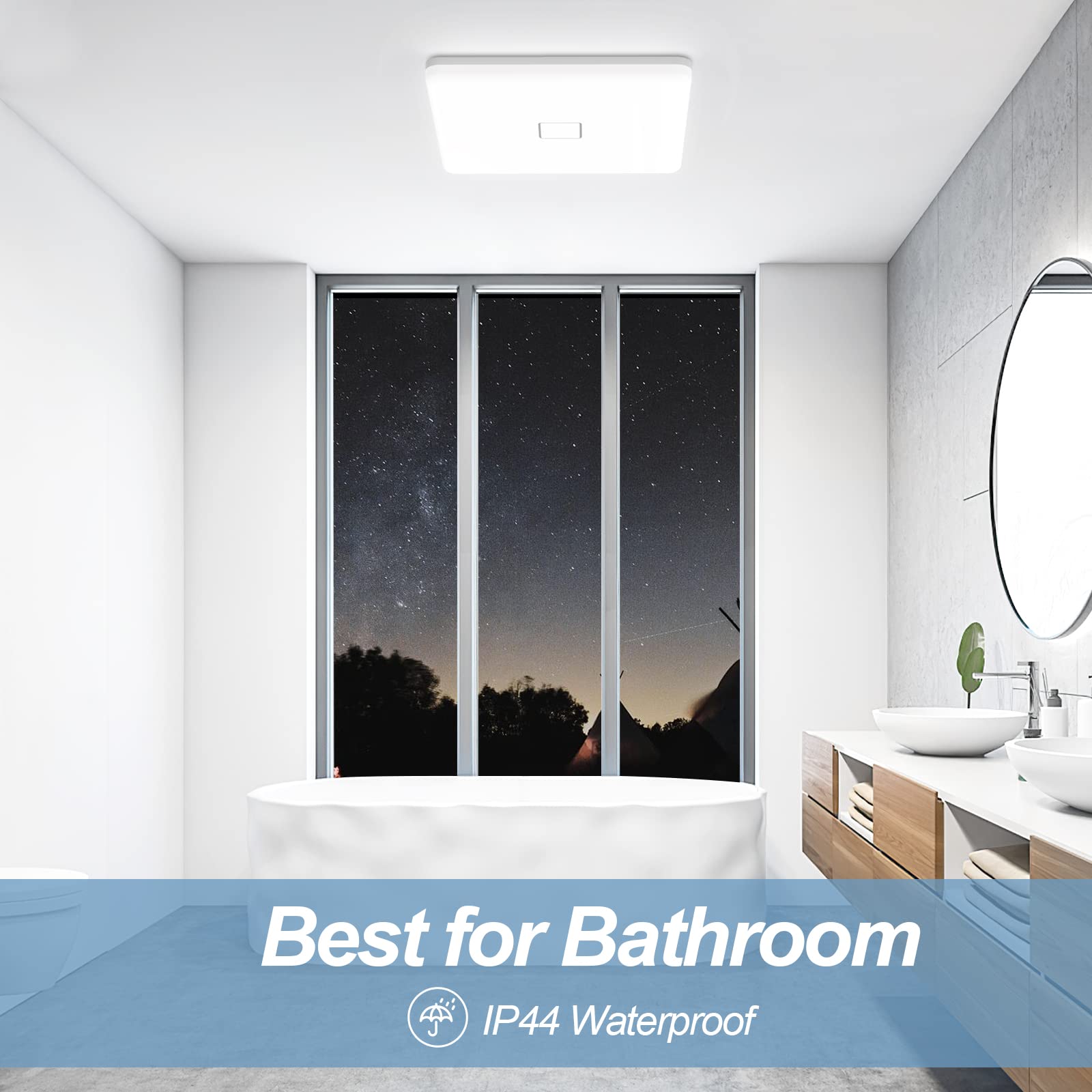 Led Flush Mount Ceiling Light, 2Pack 24W 2050Lm Square 12.6In Led Light Fixture Ip44 Waterproof For Bedroom, Kitchen, Hallway, B