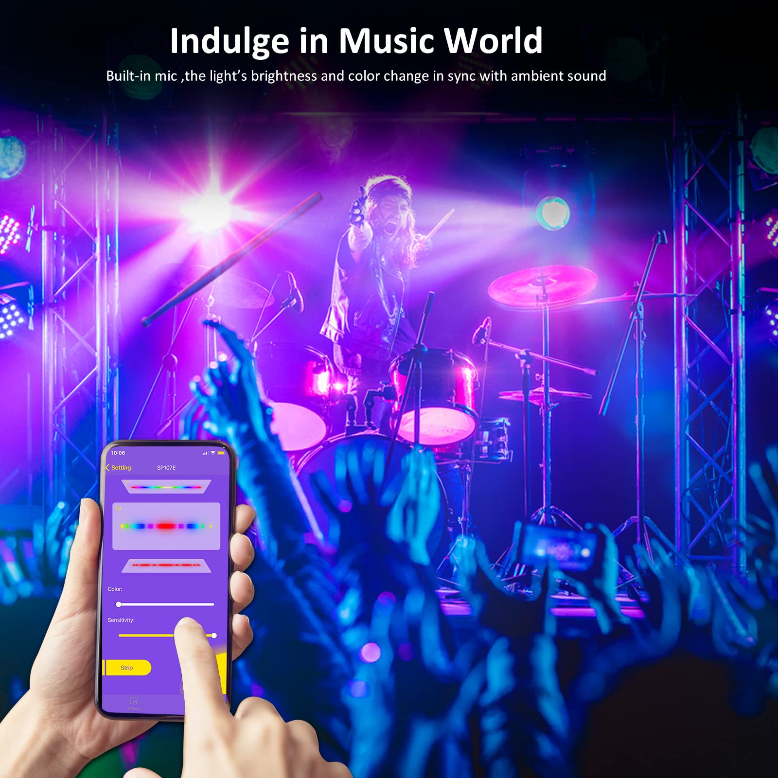 RECRE-TECH Ws2812b LED Controller, Bluetooth Control, 5-24V, SP107E, White, Metal