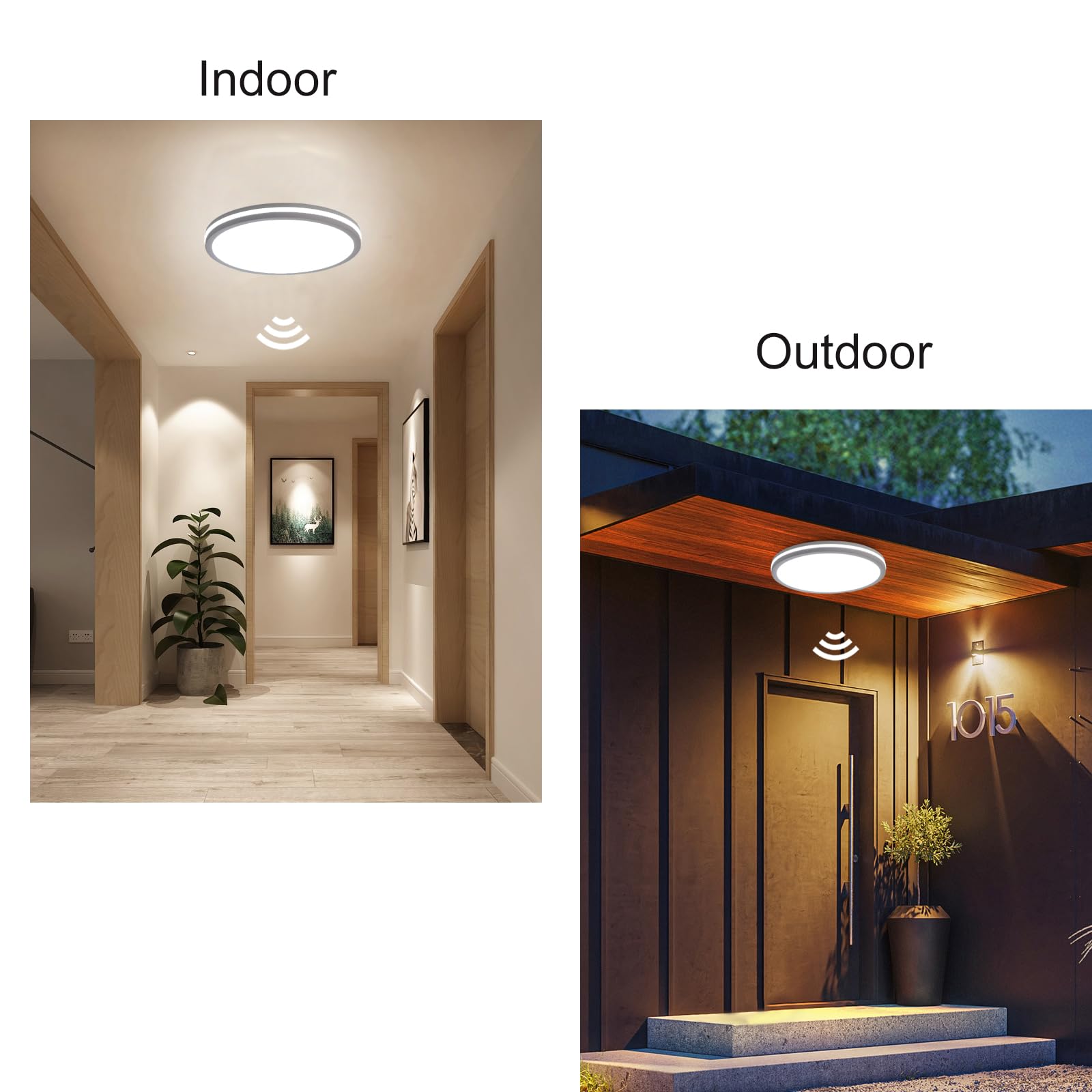 Zsyubo 11 Inch Motion Sensor Ceiling Light Indoor, 24W Flush Mount Ceiling Light Fixture 3000K/4000K/6000K, Motion Sensor Lamp W