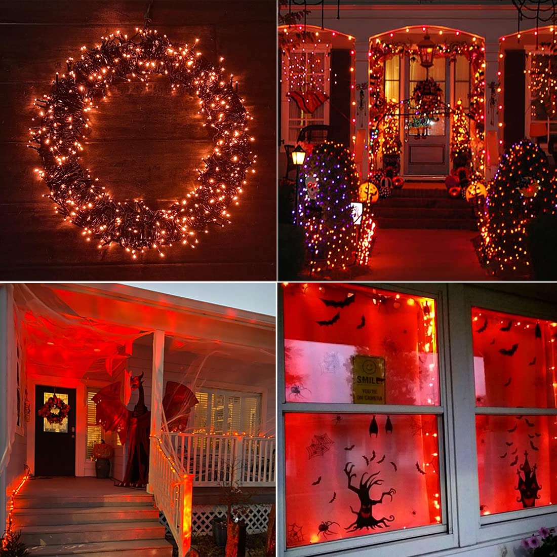 Halloween Indoor String Lights Orange - 220 Leds 82Ft/25M Memory Function 8 Modes End-To-End Plug In Outdoor Waterproof Fairy Twinkle Tree Fall Lights For Autumn/Thanksgiving Day/All Saints Day/Yard