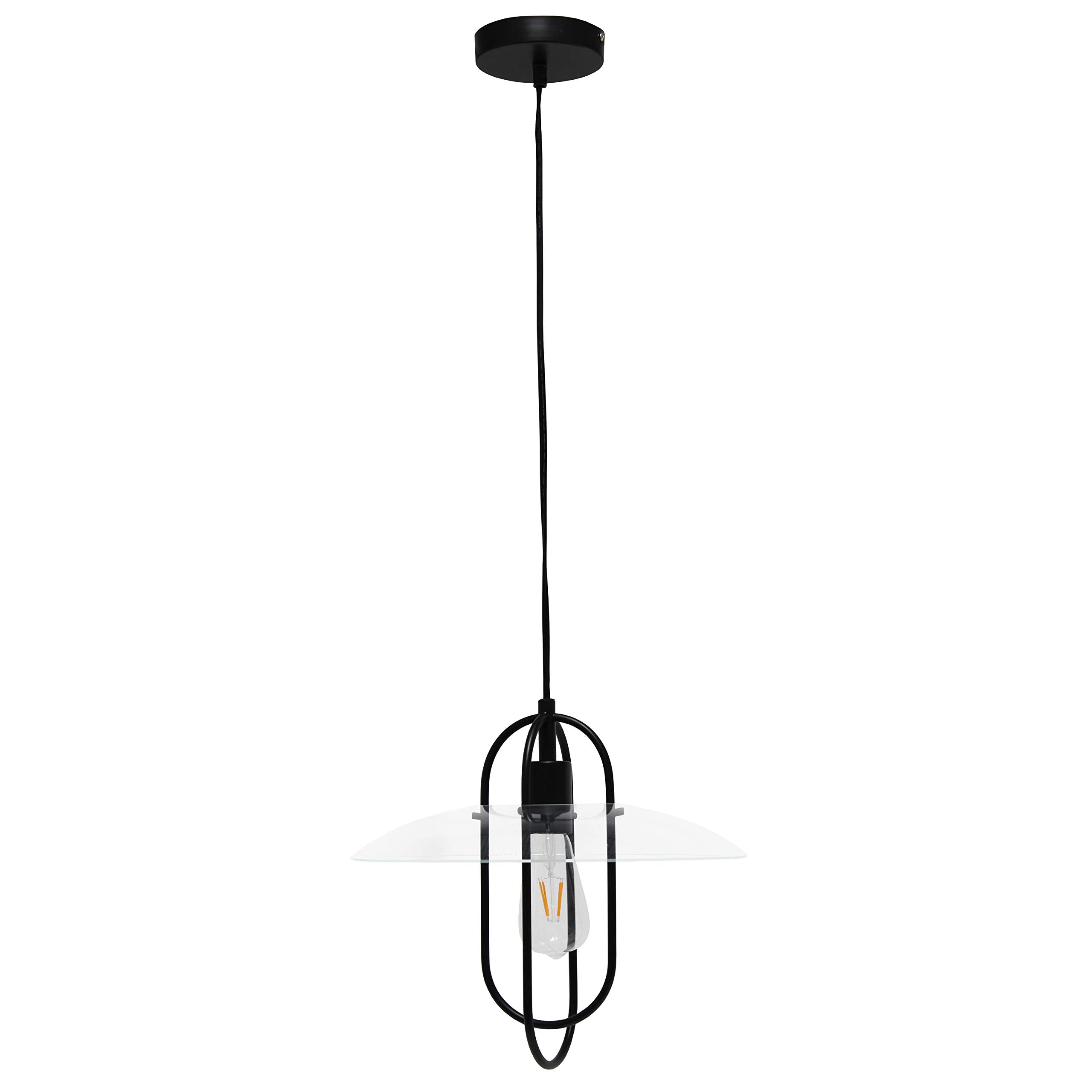 Simple Designs PT1008-BLK Modern Pendant Light, Black, Iron Construction