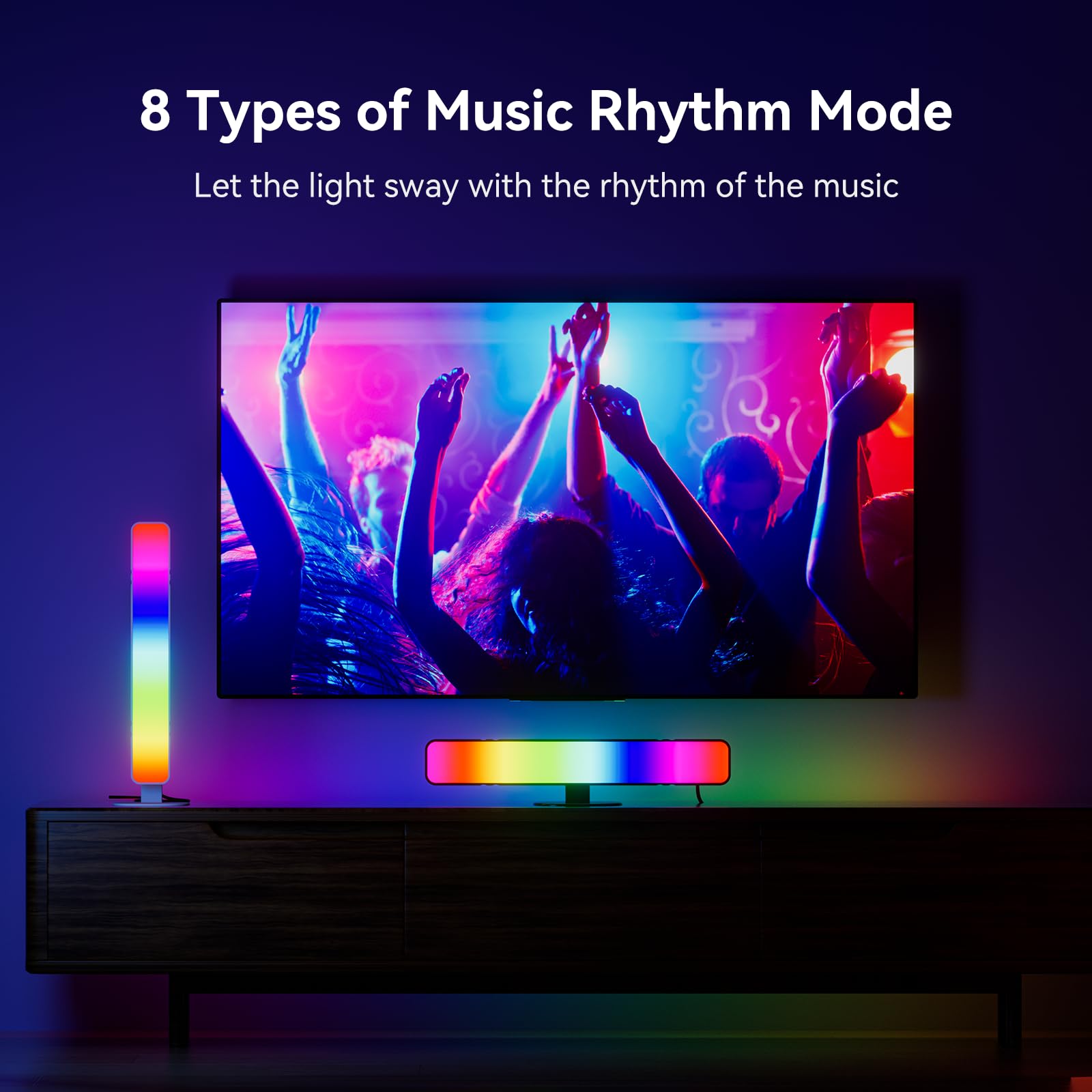 Mictul Led Light Bar, Music Sync Rgb Light Bar, Usb Ambient Lamp, Color Changing Gaming Tv Backlight With Remote Control, 15 Dyn