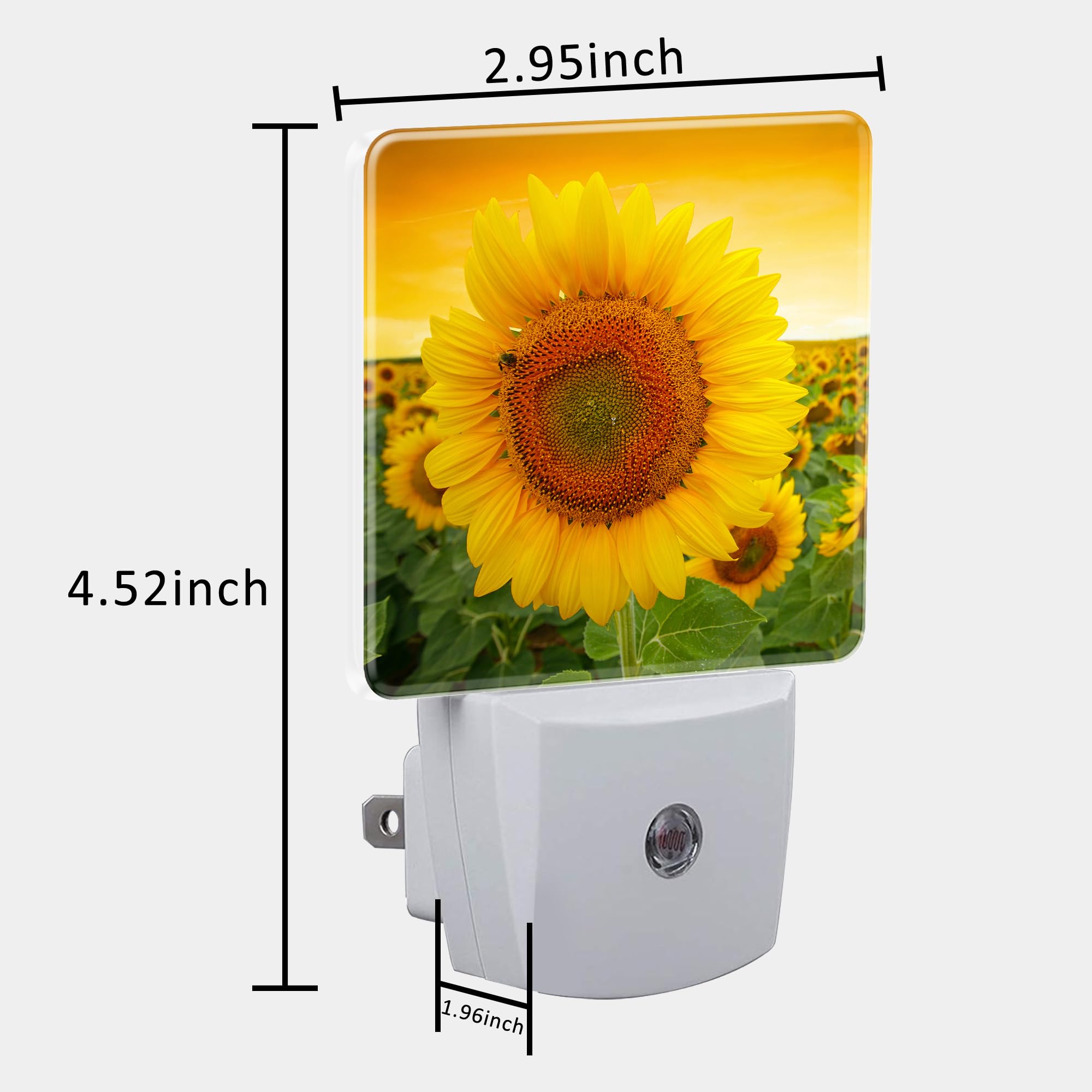 Uiaoiais Plug In Night Lights Sunset Sunflower Field Nightlight Plug Into Wall Dusk To Dawn Sensor Led Night Light For Kid Girls