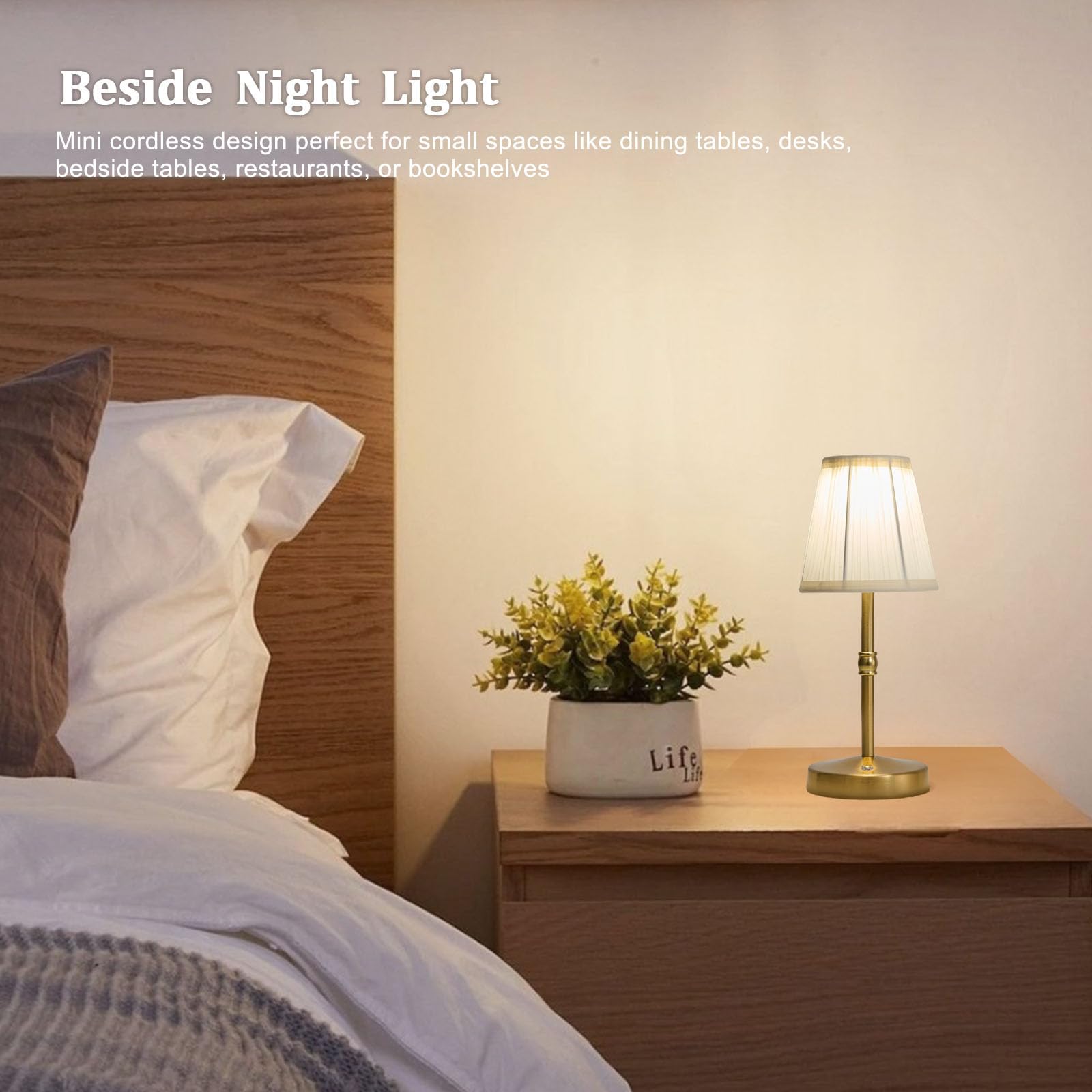 Mini Cordless Brass Lamp,2000Mah Battery Operated Lamps,2 Level Of Brightness Led Gold Lamps,5W Led Brass Rechargeable Light,Sma