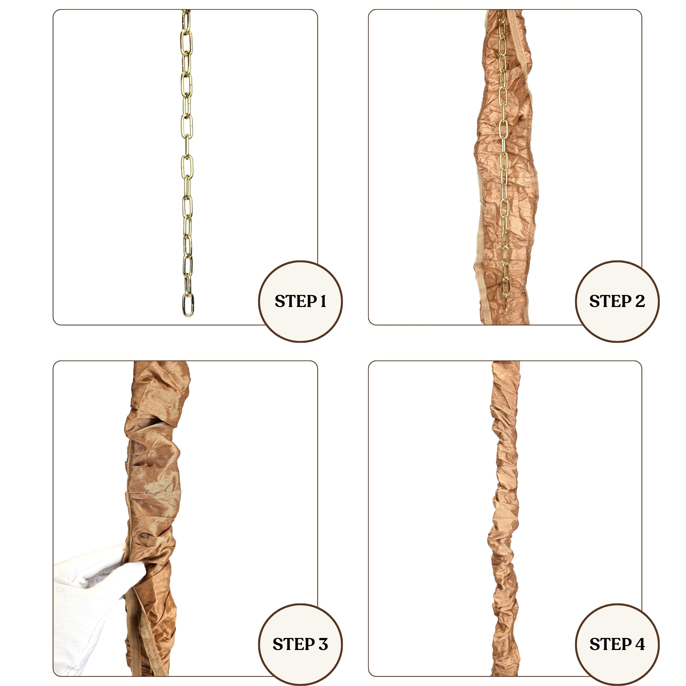 Royal Designs, Inc. Cc-7-Ma Maroon Cord & Chain Cover- 4 Feet- Silk-Type Fabric Touch Fastener - Use For Chandelier Lighting Wir