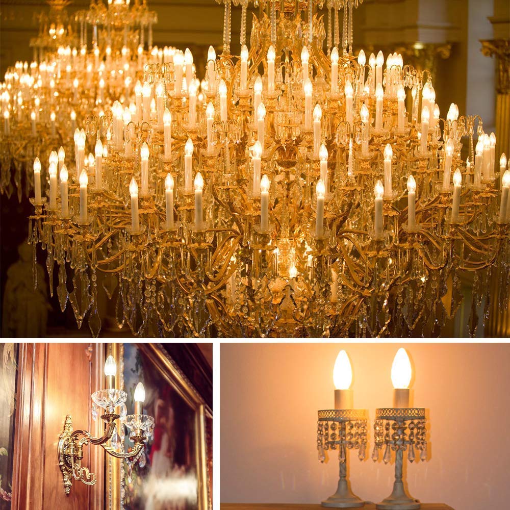 Energetic B11 E12 Candelabra LED Bulbs, Dimmable, Soft White 2700K, 60W Equivalent, 12 Pack, UL Listed
