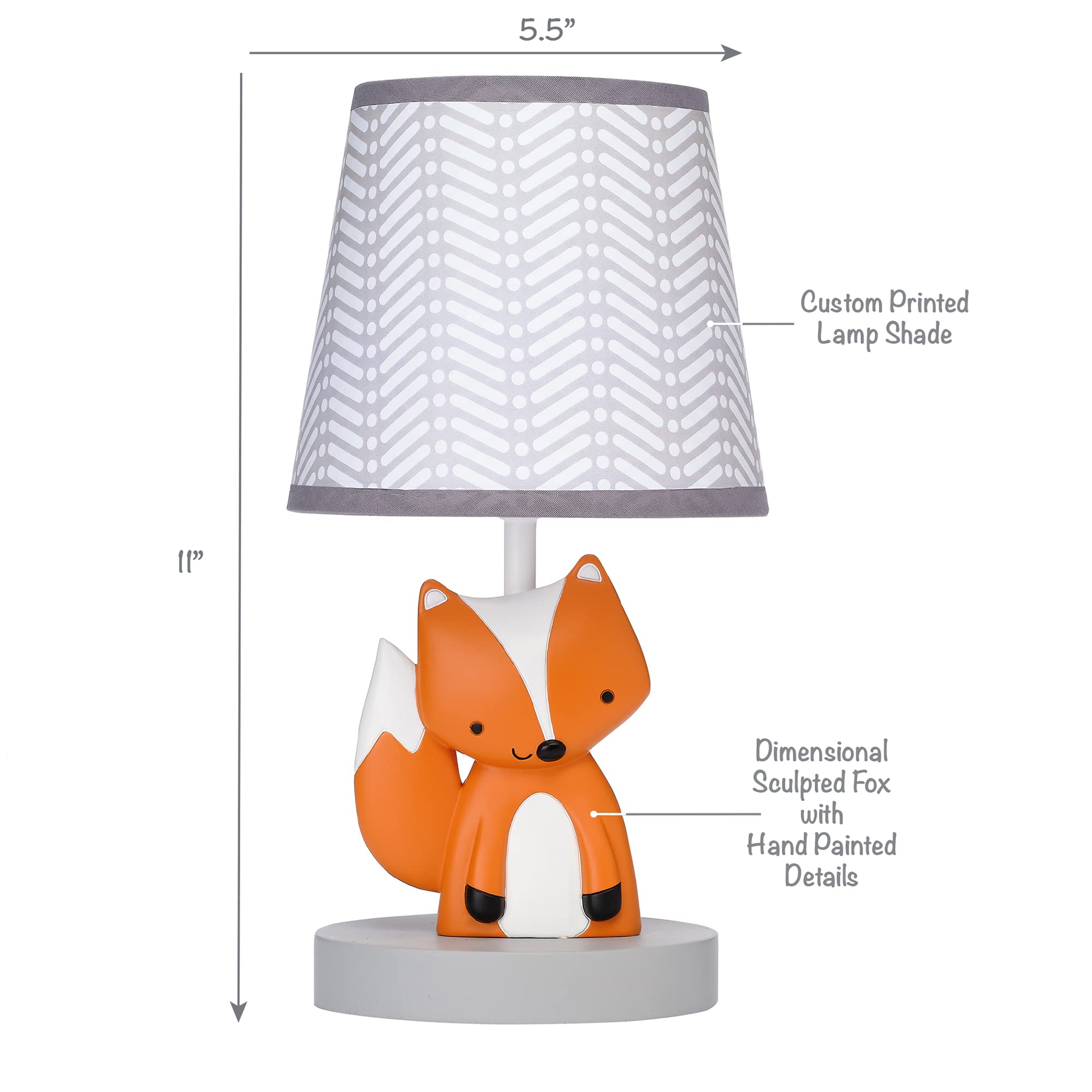 Bedtime Originals Acorn Lamp - Gray & Orange Resin Shade with Bulb, Model 229024BNS