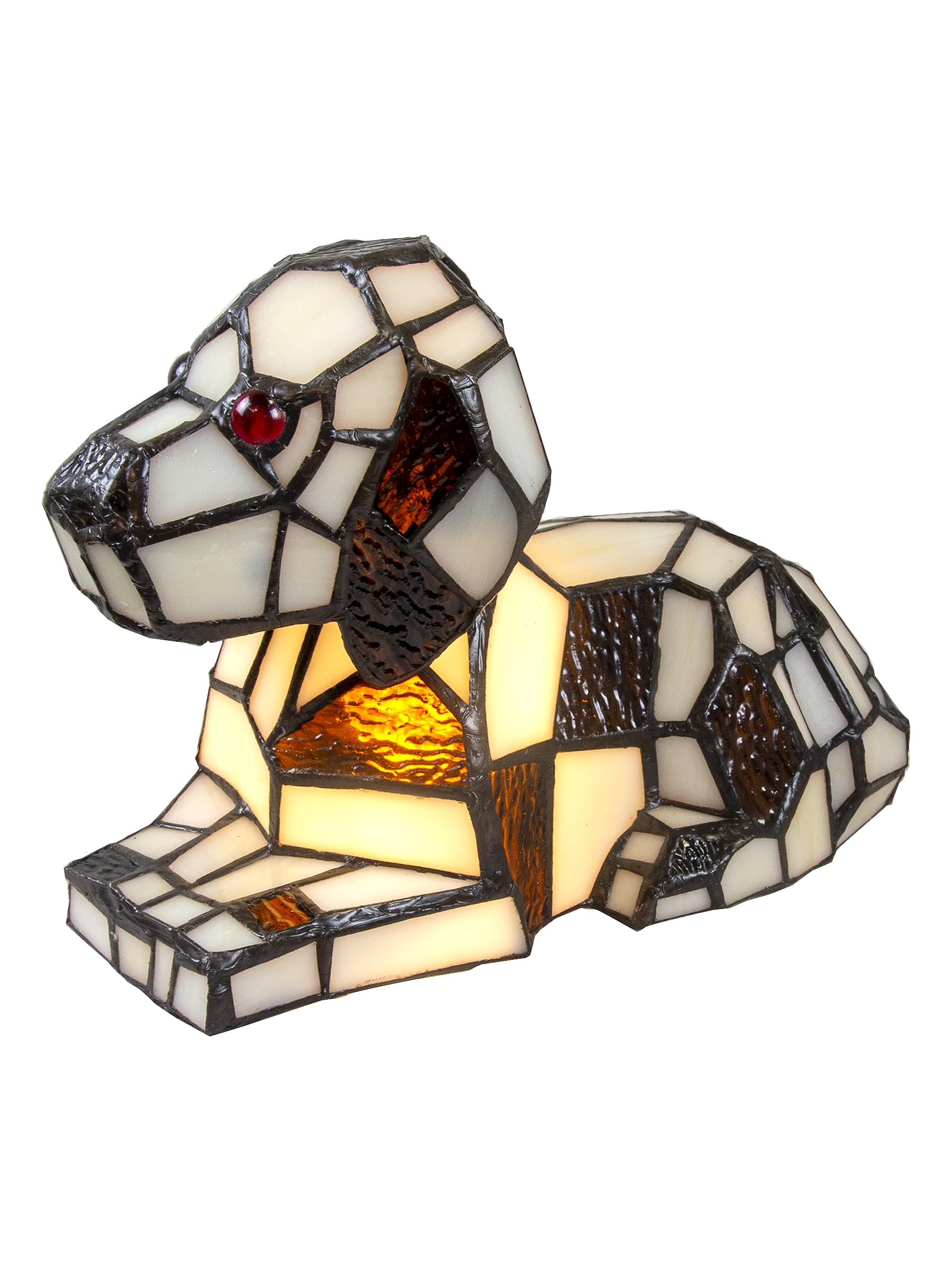 Dale Tiffany Spot Dog Accent Lamp - Art Glass Shade, Black, Unique Home Decor Lighting
