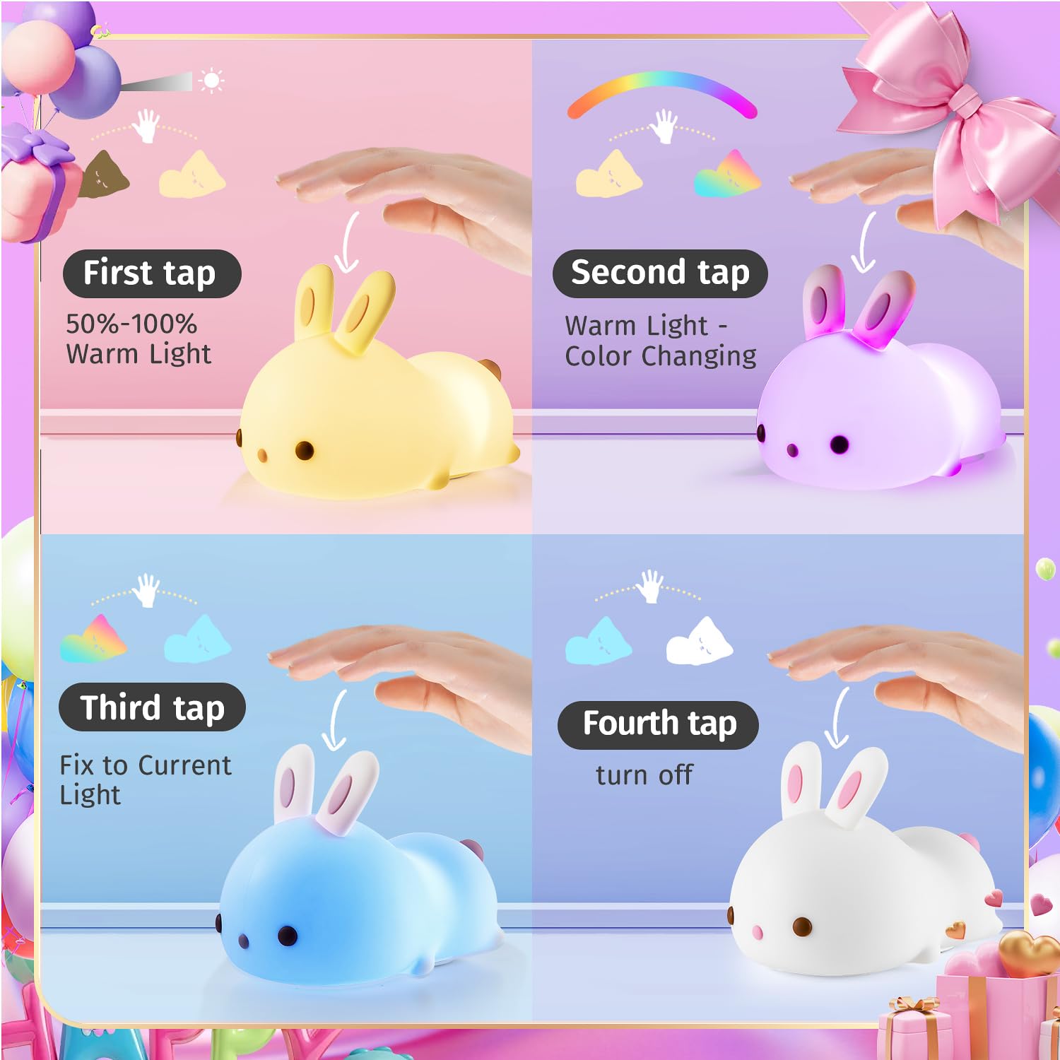 One Fire Cute Night Light+Gifts for Teen Girls, Remote+16 Colors Teen Girl Gifts for Girls,TAP FOR FUN Teen Girl Stuff for Girls