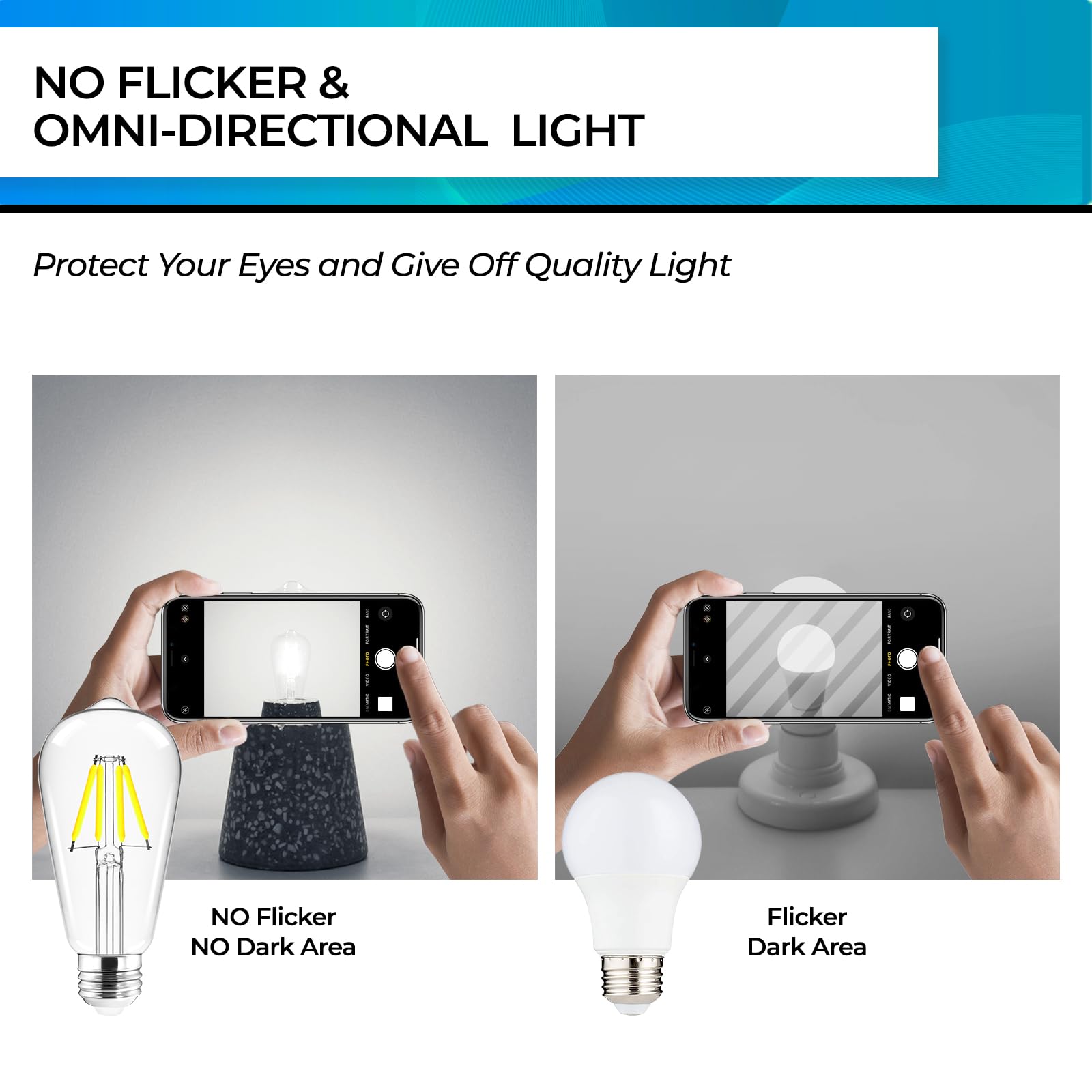 Hizashi Vintage LED Edison Bulb, Dimmable 4W (40W Equivalent), 5000K Daylight, Clear Glass, 6 Pack, High CRI 95+