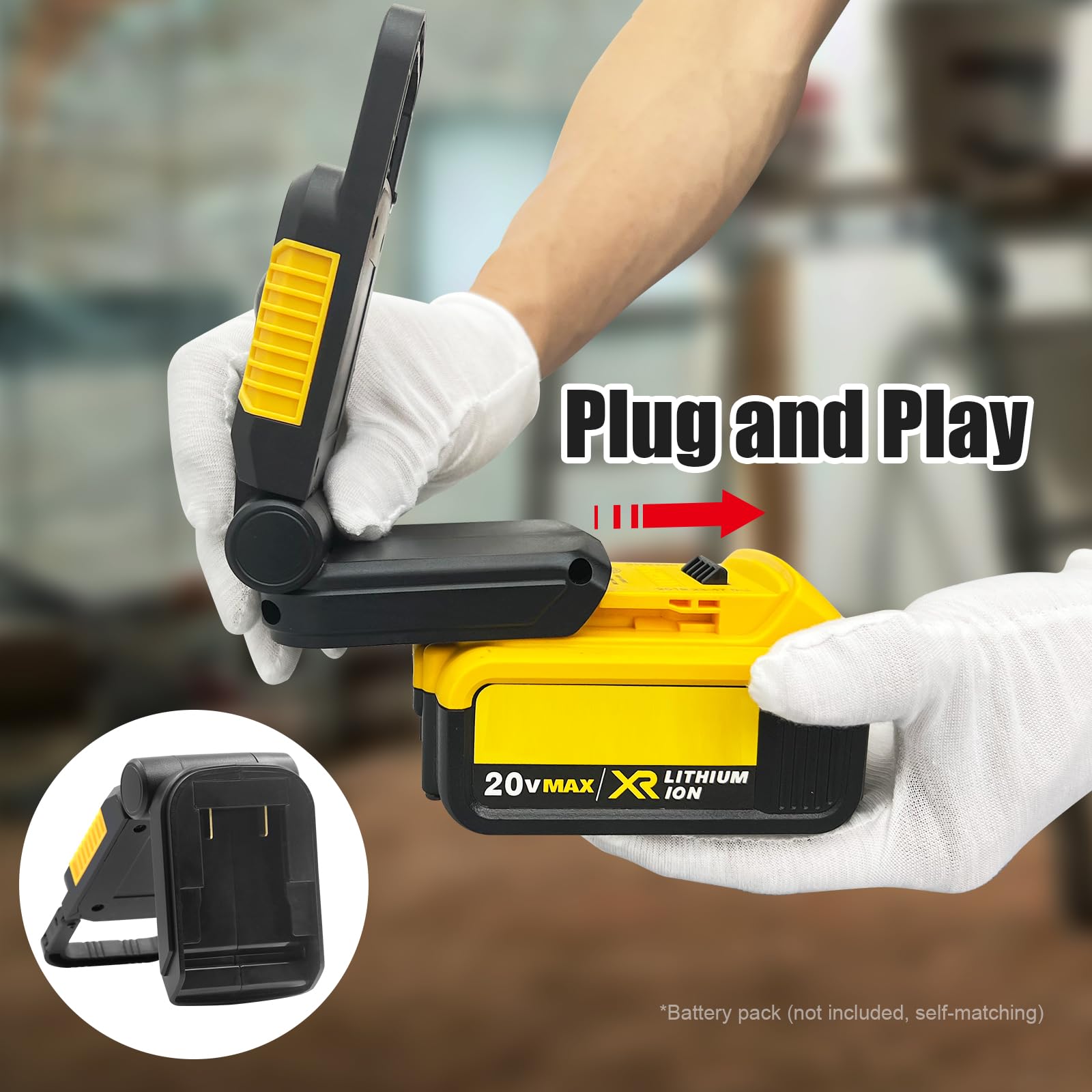 Tresda 18V/20V Cordless Work Light - 25W COB LED, 3 Light Modes, Portable Flood Light for Dewalt, Yellow, Plastic, Model Elimadent (
