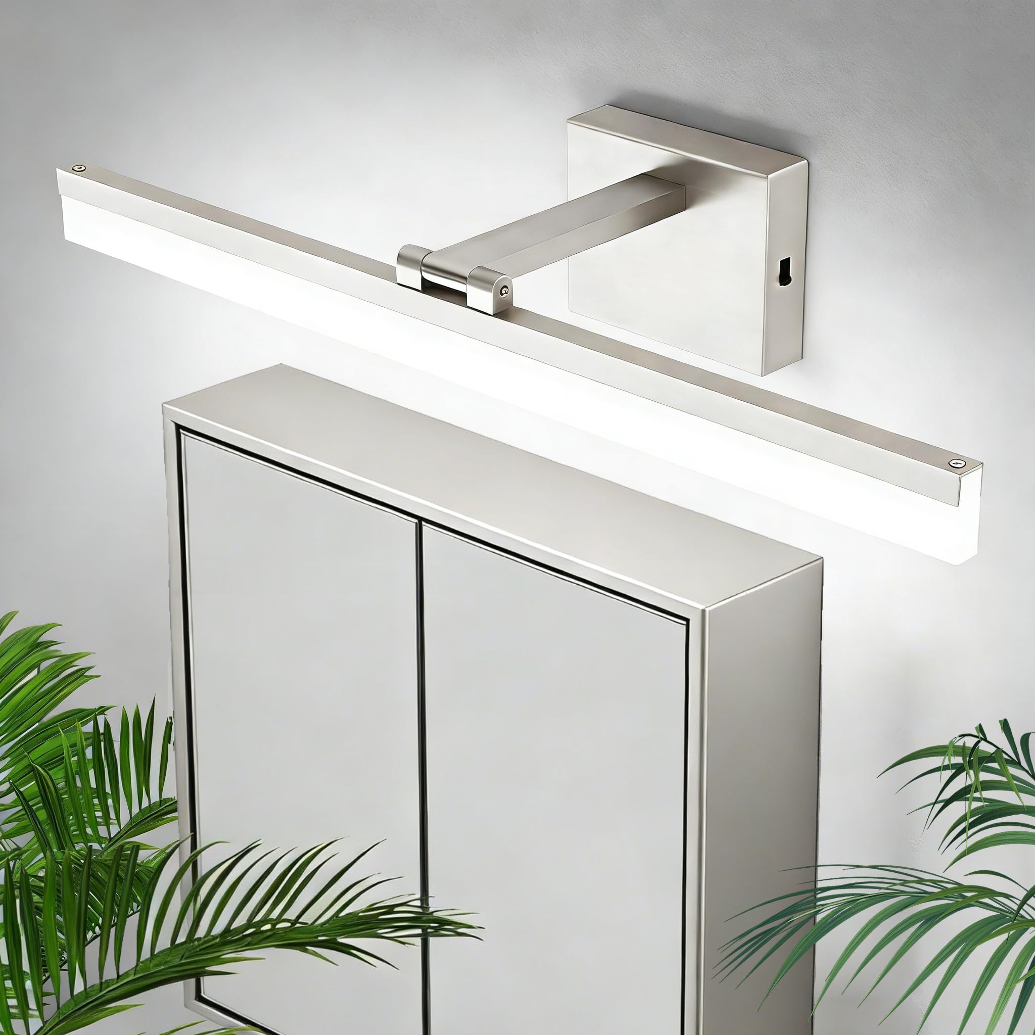 SOLFART Vanity Lights for Bathroom: 24 Inch Bathroom Lighting Fixtures Over Mirror- Brushed Nickel 6000K LED Hardwired Adjustabl