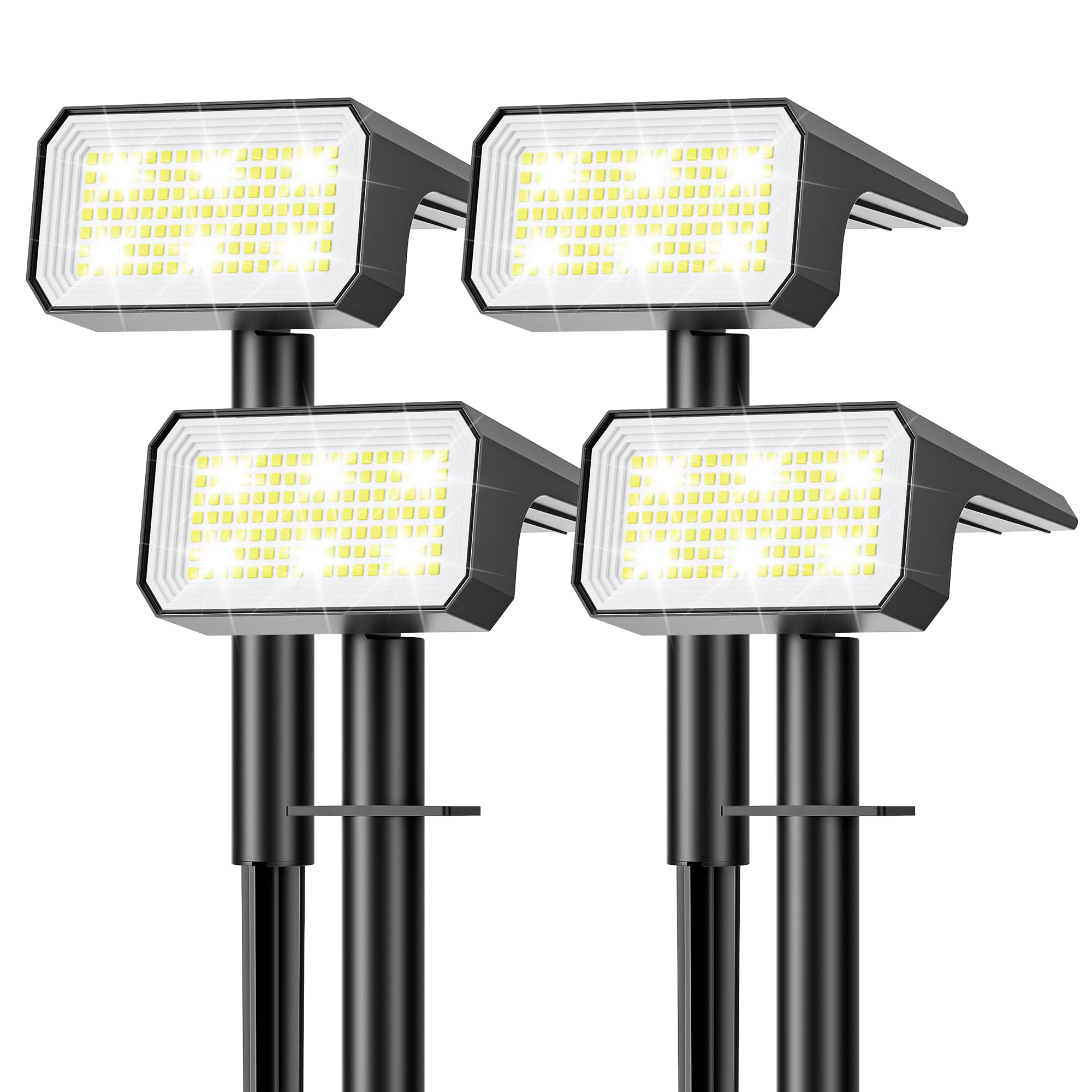 Flaow Solar Spot Lights Outdoor  [4 pack/118 LED] 4 Modes Auto On/Off Solar Landscape Spotlights  Ip67 Waterproof Solor Powered Pathway Lights for Outside Yard Garden Walkway Tree Patio (Cool White)