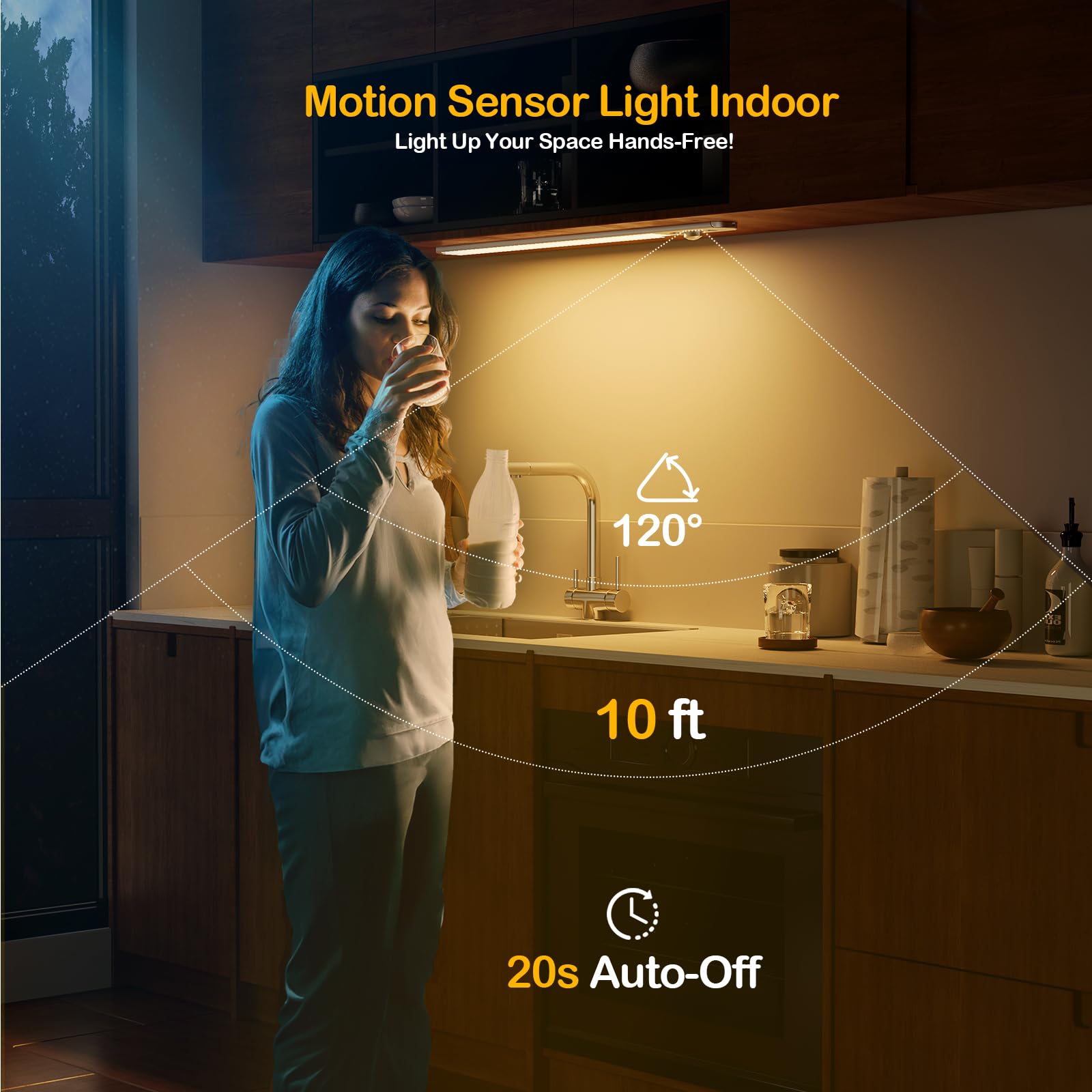 Palaro Under Cabinet Lights, 126 Led Motion Sensor Light Indoor, 15.7 Inch Closet Lights, 2200 Mah Rechargeable Under Cabinet Lighting For Under Counter, Cupboard, Pantry (2 Pack