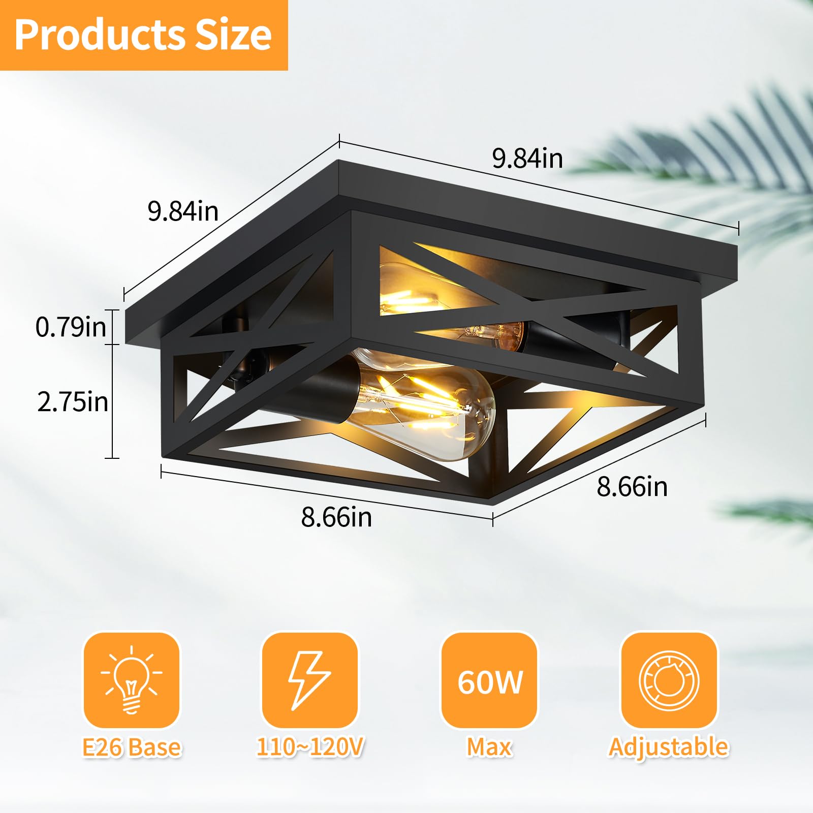 Zhu Yan Flush Mount Ceiling Light,2-Light Farmhouse Ceiling Light Fixture,Light Fixtures Ceiling Mount For Farmhouse,Kitchen,Hal