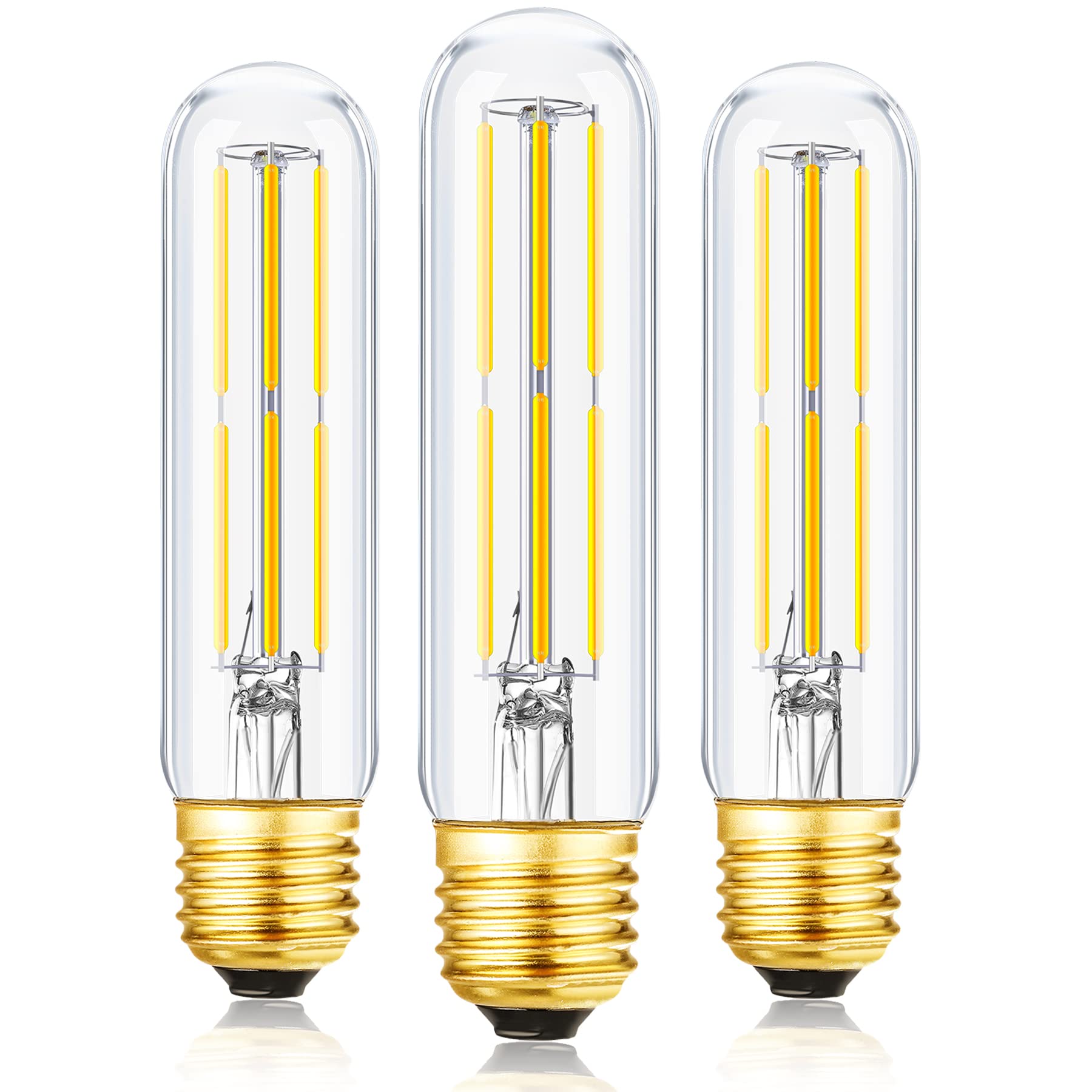 Leools T10 Led Bulb,Dimmable Led Tubular Bulbs 6W,Equivalent 60Watt,Daylight 4000K, 600Lm, Clear Glass,E26 Base Vintage Led Edis