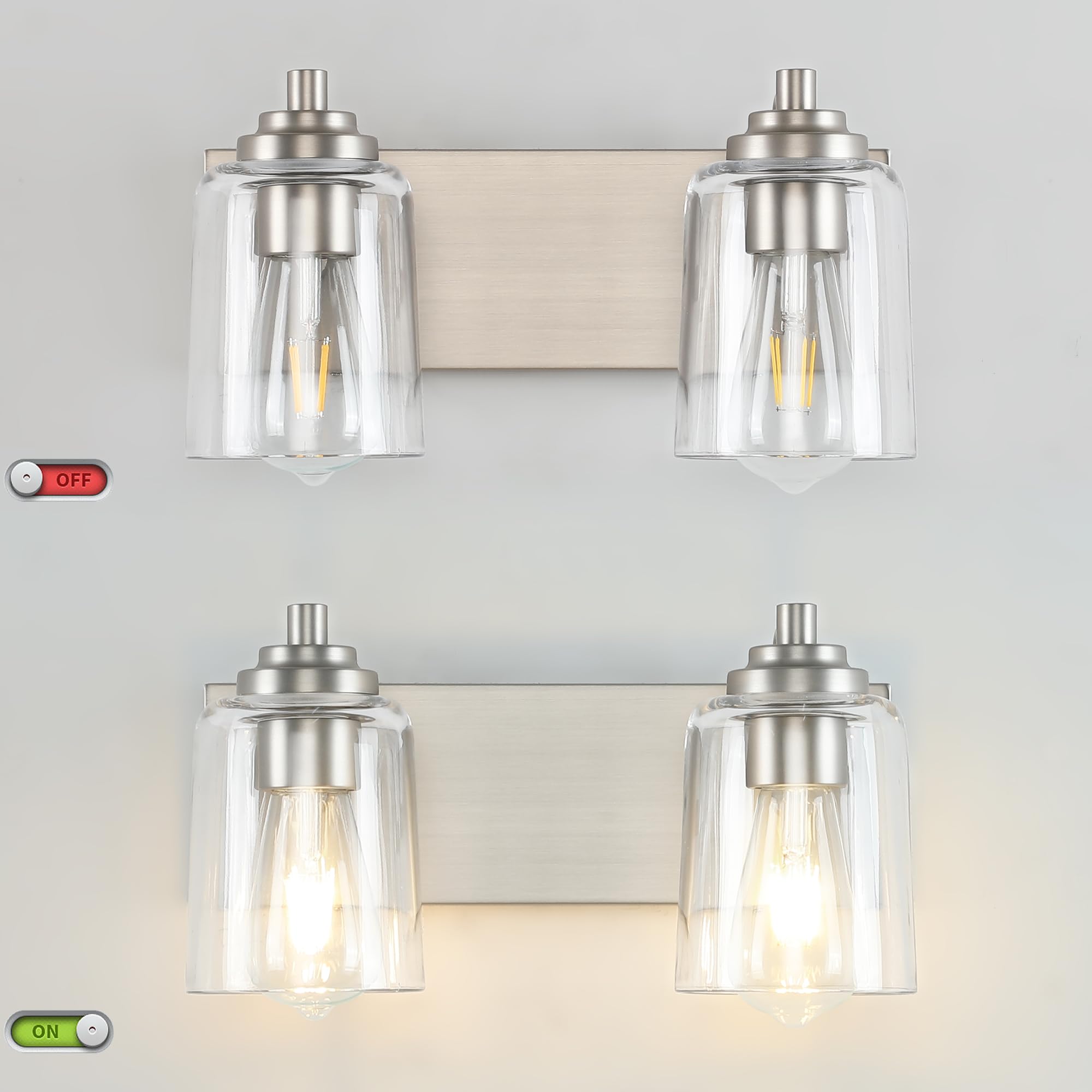 Solfart Brushed Nickel Bathroom Light Fixture Bathroom Lighting Fixtures Over Mirror 2 Light Bathroom Vanity Light Nickel Wall L
