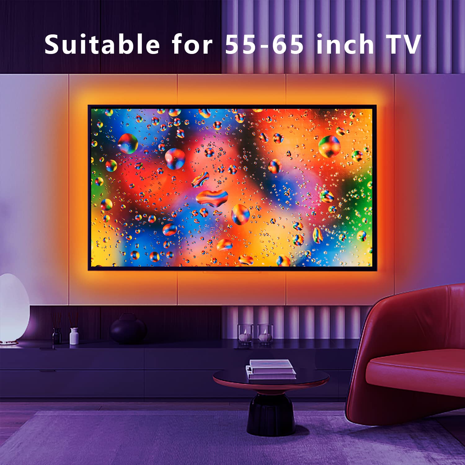 Dalattin LED Strip Lights for TV 55-65 Inch, 12.5FT, Multicolor, Model AB5050L38212US, Remote & Bluetooth Control, Music Sync