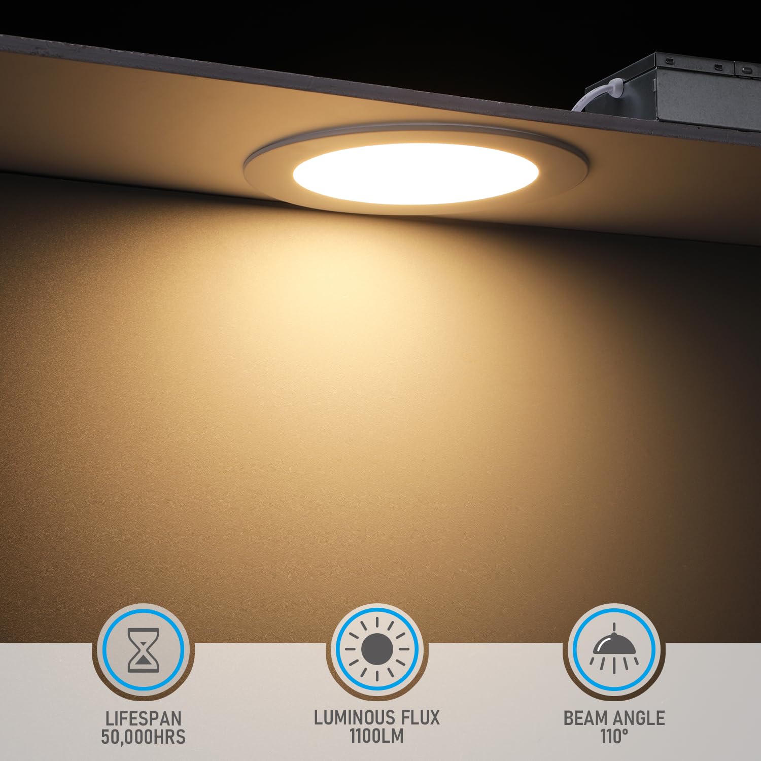 Torchstar 6 Inch Slim Led Recessed Lighting With Junction Box, Cri90 Aluminum Dimmable 12W Ultra-Thin Recessed Light, 3000K Warm