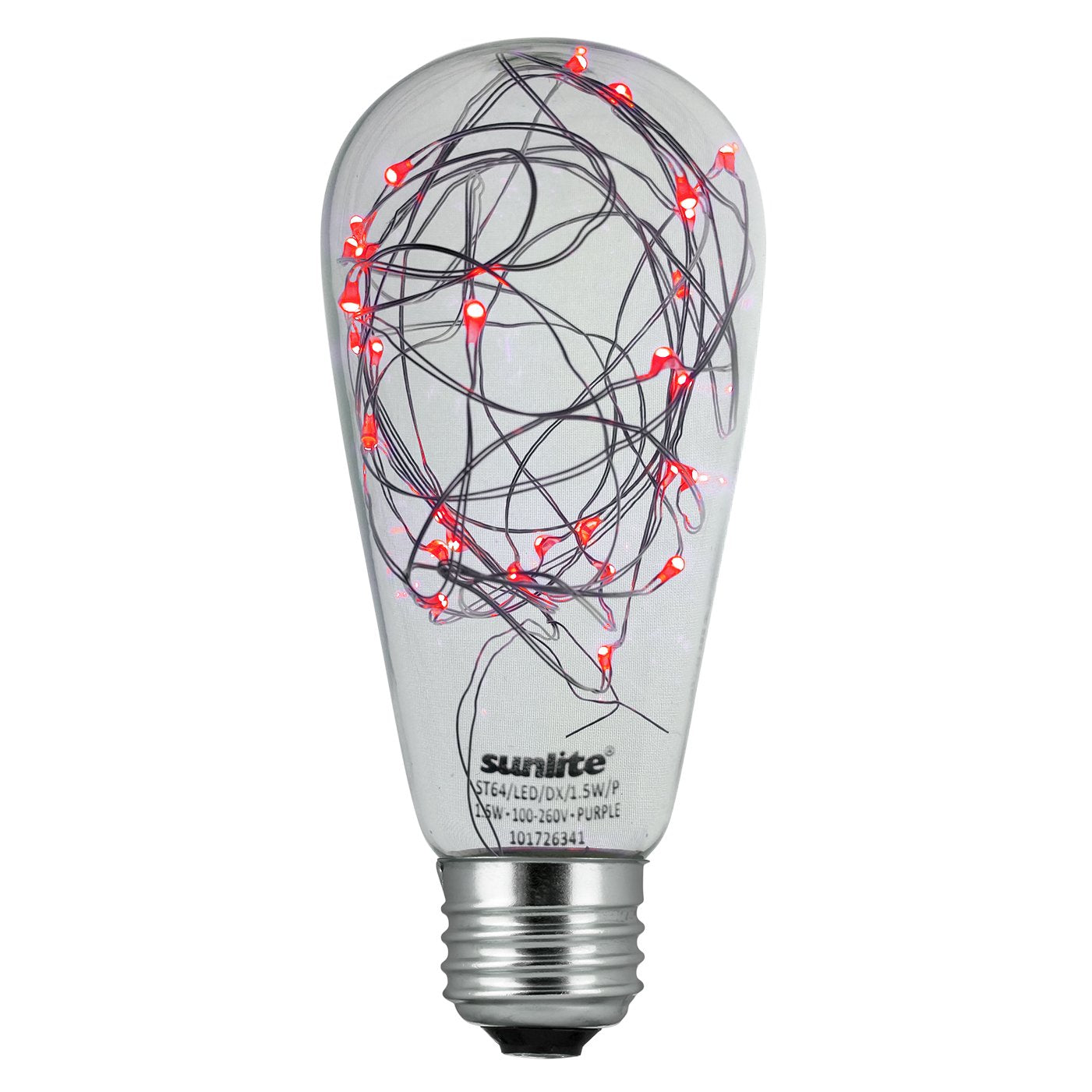 Sunlite 81188 ST64 Edison Bulb  LED Fairy-Lights Inside  1.5 Watts  Medium (E26) Base  Non Dimmable  Party Decoration  Holiday Lighting  String Light  Red  1 Count