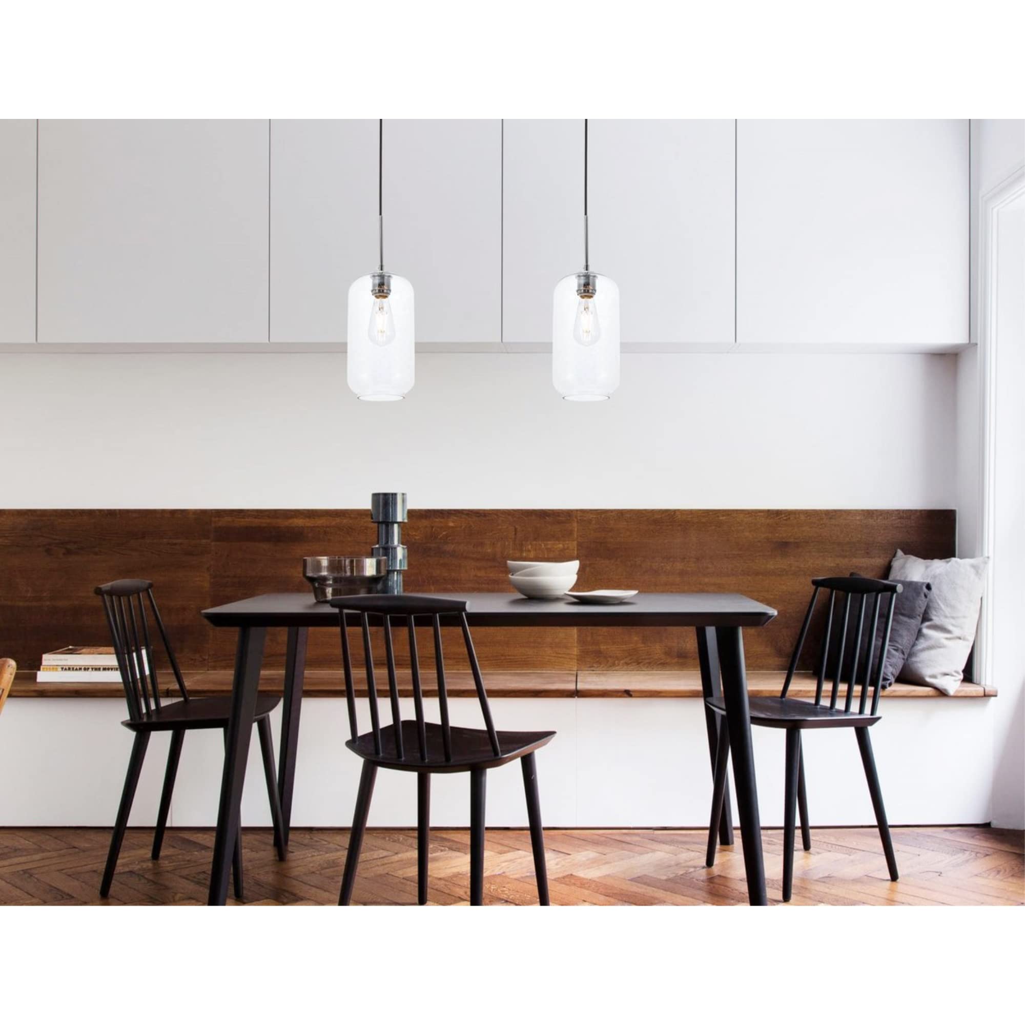 Living District Chrome Pendant Light With Clear Glass Shade - Modern Lighting Fixture