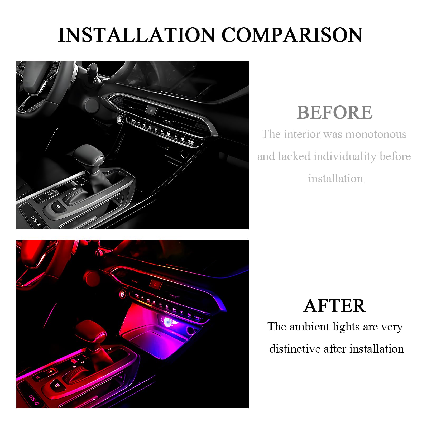 Hovom 4Pcs Usb Led Car Interior Atmosphere Lamp  Portable Mini Car Led Night Light Decoration  Plug-In Usb Automotive Ambient Lighting Kit  Universal For Cars Suvs Trucks Rvs (Multicolor Slow Flash)