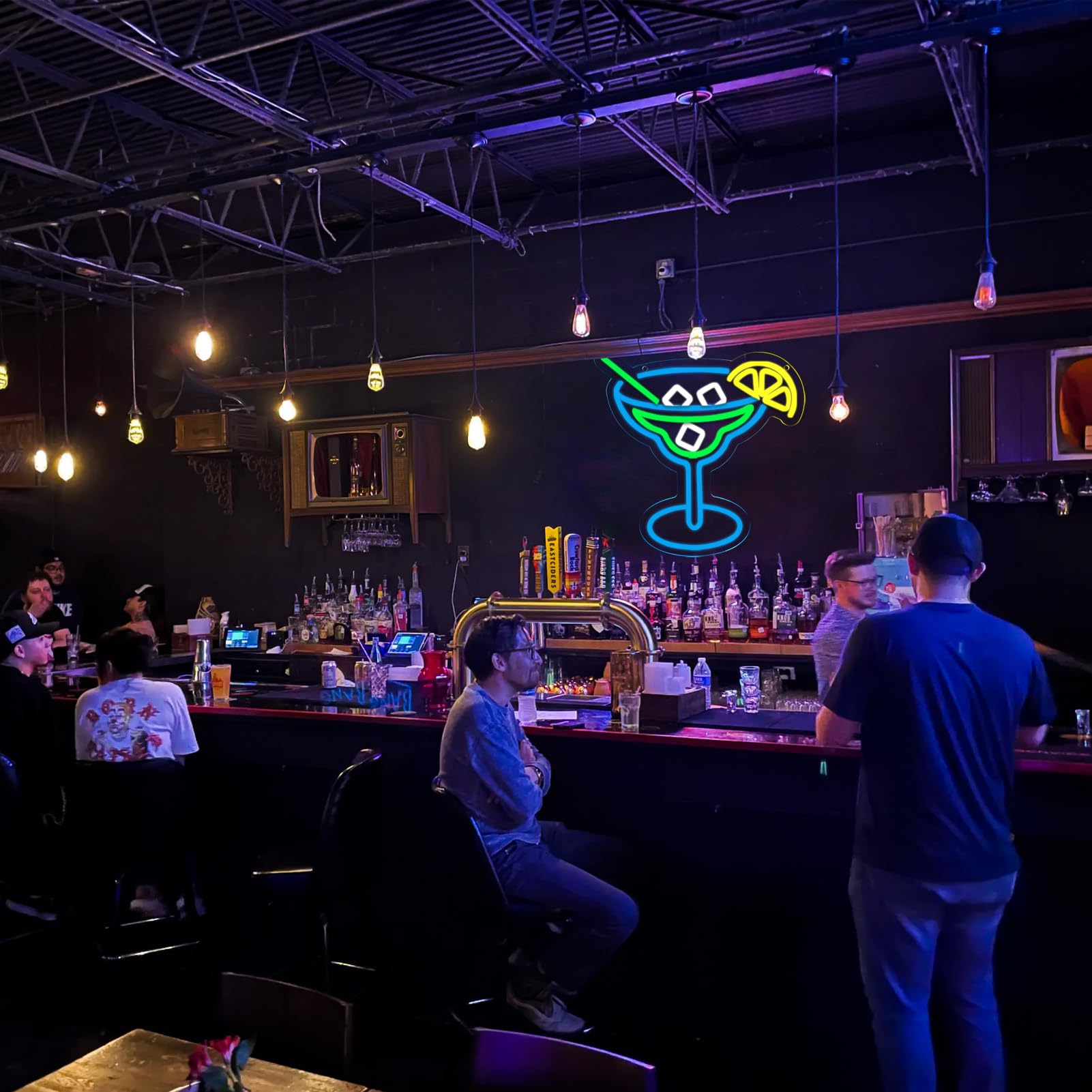 JFLLamp Neon Cocktail Sign - 8" Acrylic LED Wall Decor for Bedroom, Bar, Pub - Colorful Man Cave Art - Model NS-Cocktail 001