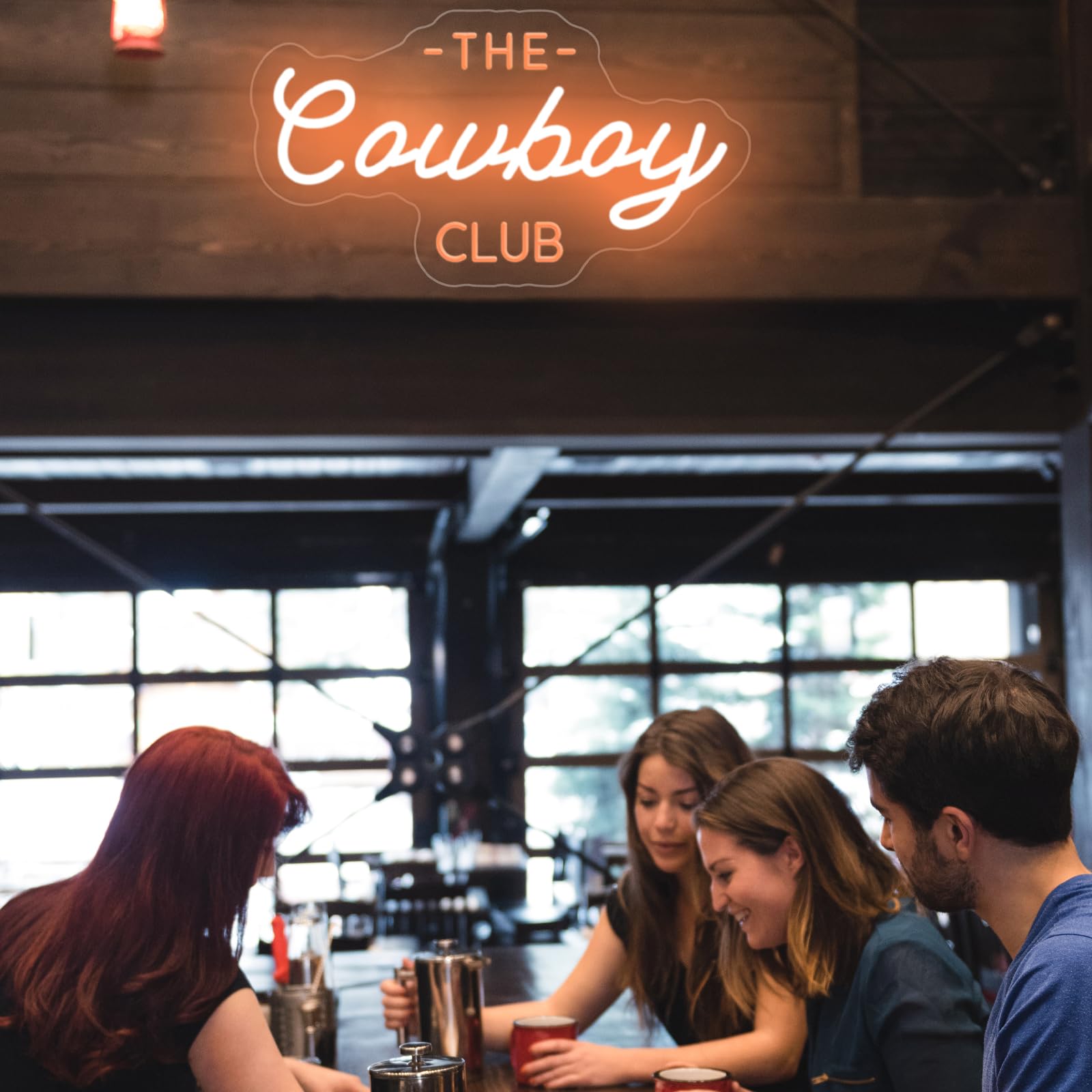 mllusxg Cowboy Club Neon Sign - Small LED Wall Decor for Mancave, Western Rodeo Theme, Perfect Gift for Bar or Bedroom