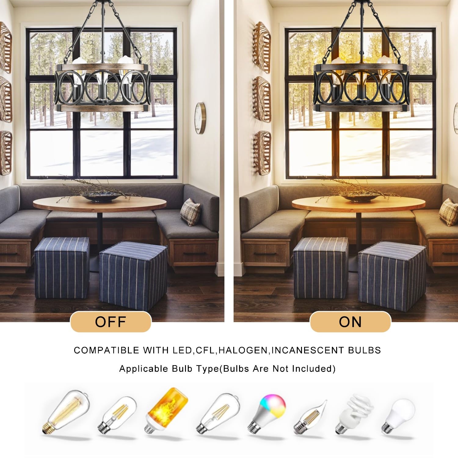 Shiandar 3-Light Black Flush Mount Ceiling Light For Kitchen Island,Black Light Fixture Flush Mount Industrial Close To Ceiling Lighting,Farmhouse Chandelier For Dining Room