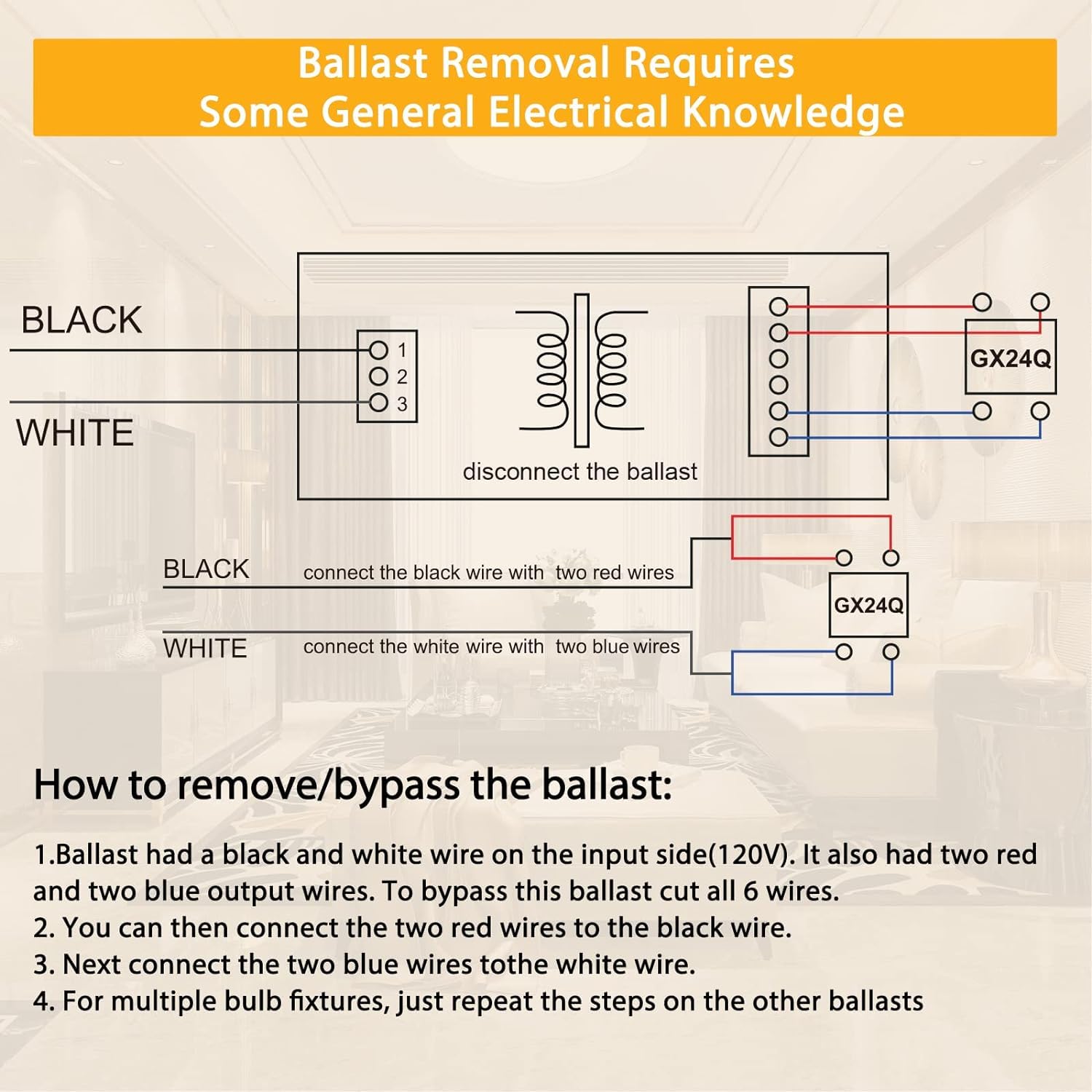 Lustaled Gx24 4-Pin Base Led Bulb, 12W G24Q Pl-C Horizontal Recessed Light 26W Cfl Lamp Equivalent For Kitchen Light Pendant Lamp Dining Room, Warm White 3000K, 4-Pack (Remove/Bypass The Ballast)