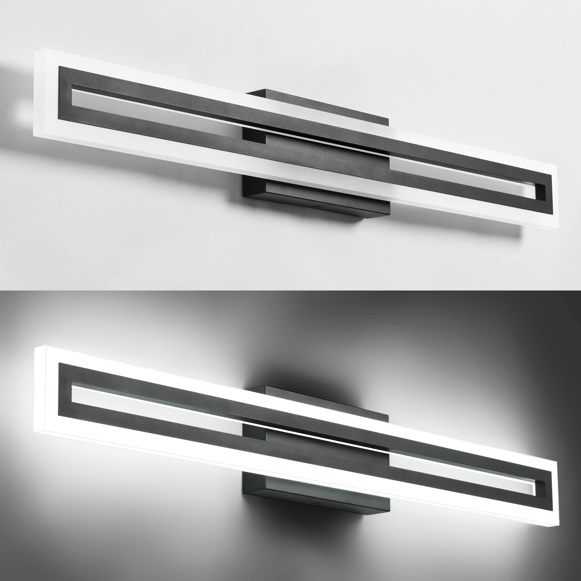 SOLFART Bathroom Vanity Light Fixture, 32inch Black Acrylic LED Light, Non-Dimmable, 6000K for Mirror Lighting