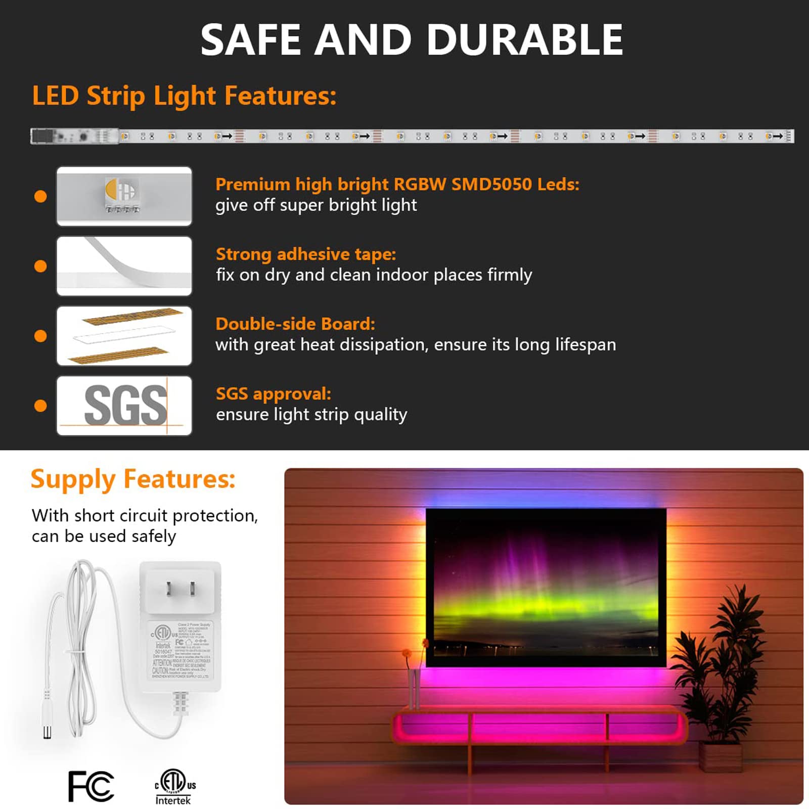 Rgbw Under Cabinet Lighting Kit With App And Remote Control 6 Pcs Led Strip Lights For Kitchen Cabinet, Counter, Tv Shelf, Desk,