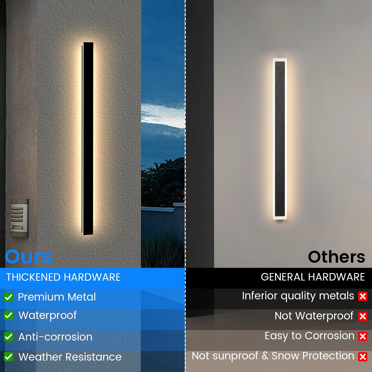 Niuzdu Light Fixture Wall Outdoor - 79Inch Black Exterior Sconces  Outside Garage Exterior Lights  Modern Outdoor Wall Mount Lighting For House  Porch  Patio  Front Door  Corridor
