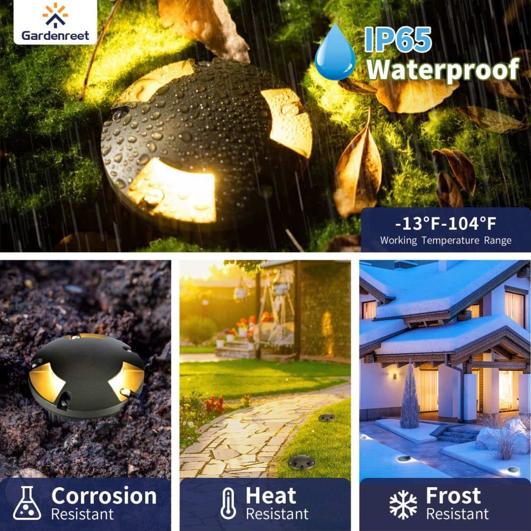 Gardenreet 12V Well Light - Brass Electric Ip65 Waterproof Landscape In-Ground Led Low Voltage Lighting, Fixture, Antique Bronze