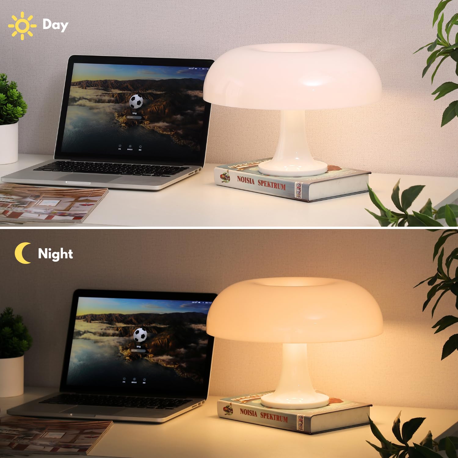 Uehict Mushroom Lamp With 3 Lighting Modes, Dimmable 70S Retro Mid Century Modern Lamp For Bedroom, Funky Unique Lamp For Room D