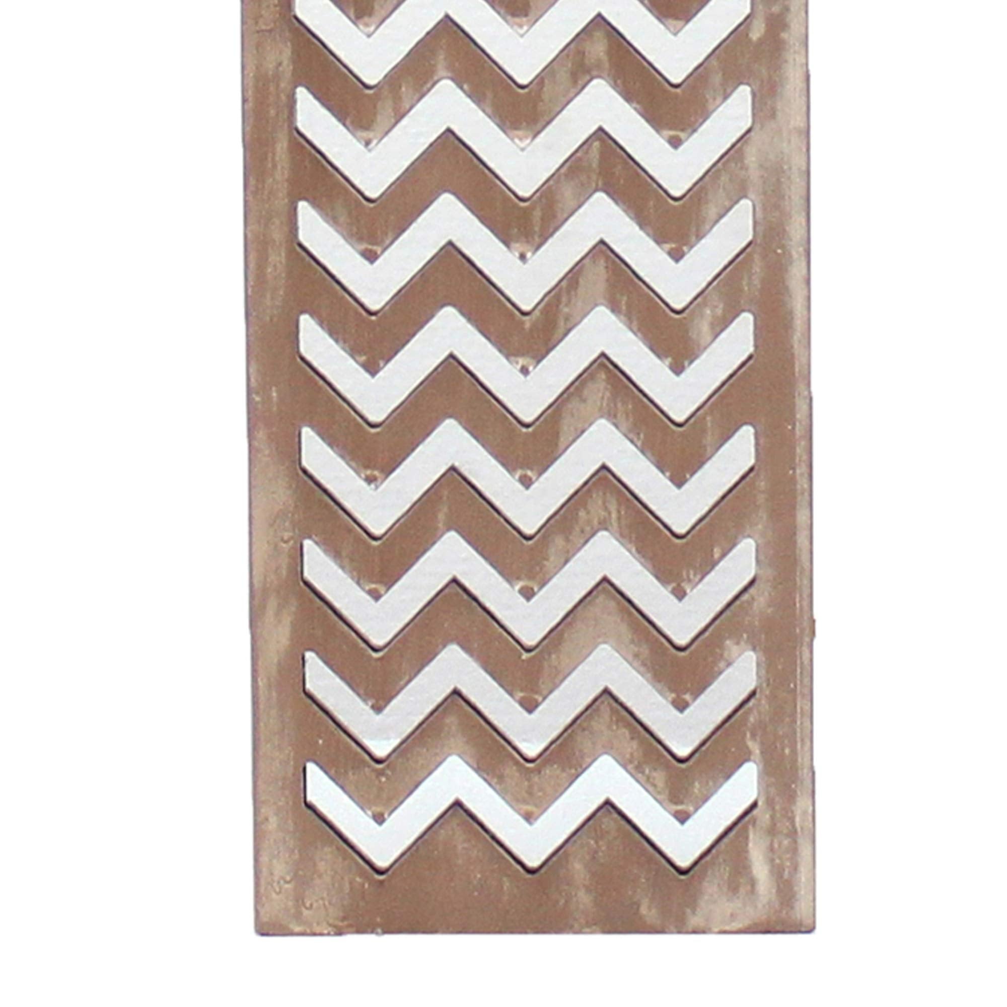 Benzara Table Lamp with Chevron Pattern, Silver and Brown, Model BM217248, Wood Material