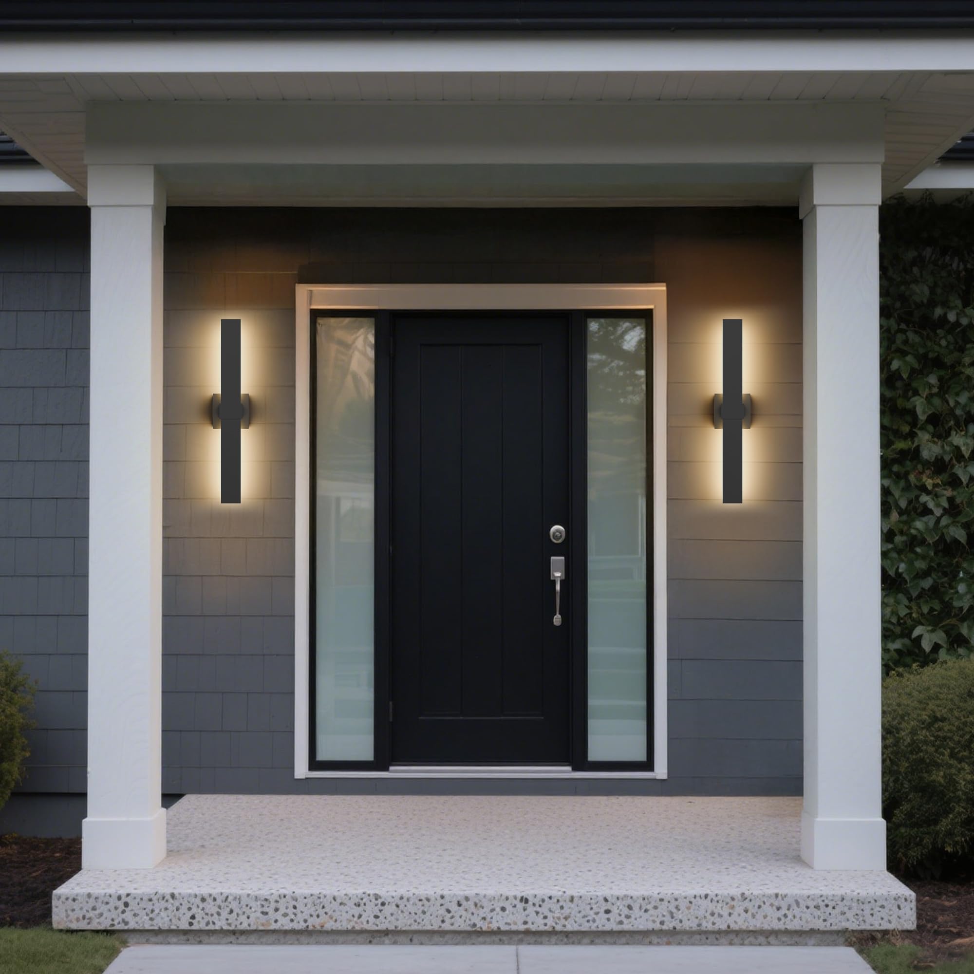 Lamqee 23.6 In Aluminum Long Outdoor Wall Lights  3000K 1303Lm Led Waterproof Ip65  Modern Exterior Lighting Fixture Linear Outdoor Sconce Wall Mount Outside Lighting For House Porch Patio Garage Door